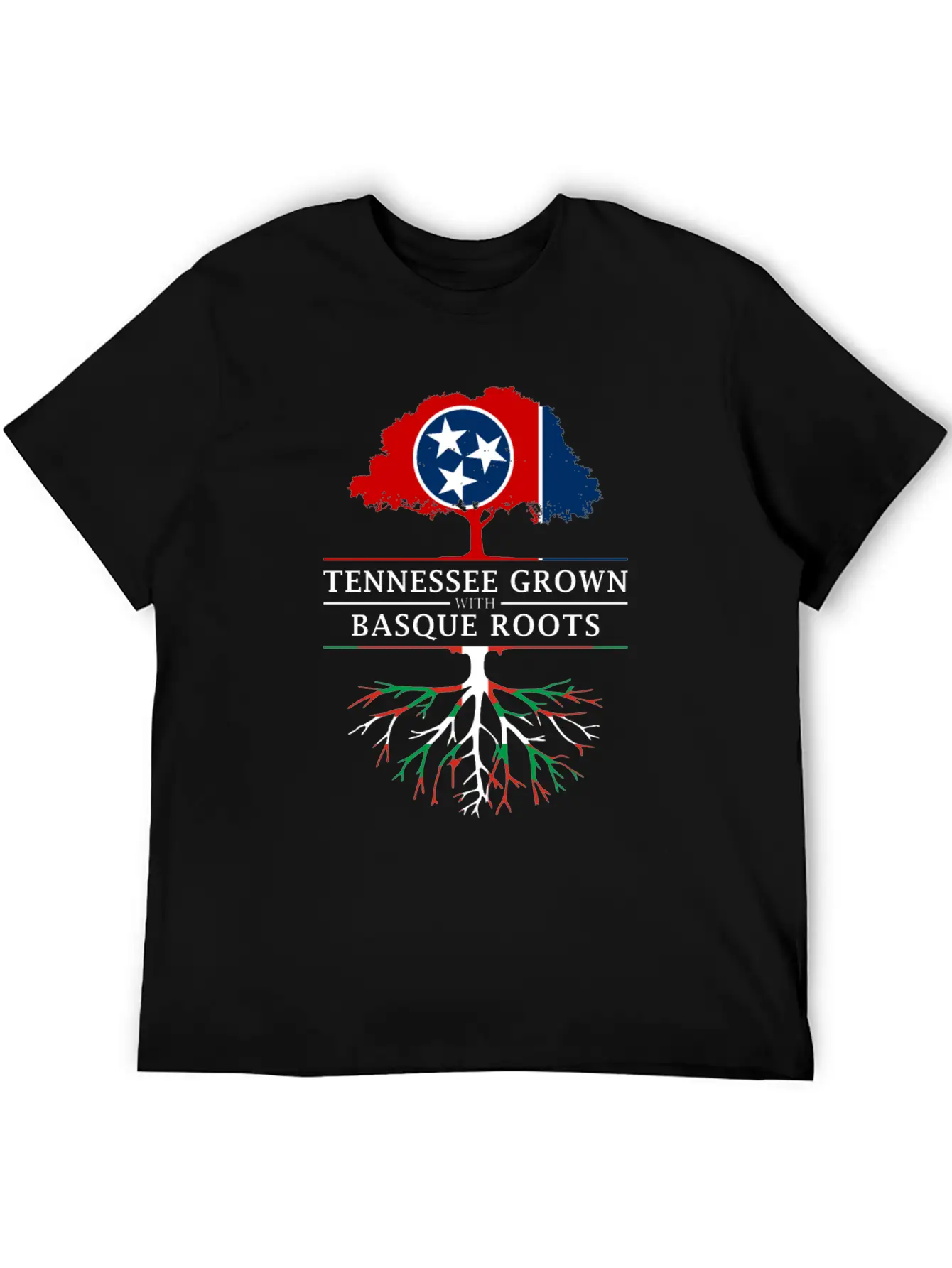 Tennessee Grown With Basque Roots Basque Design Unisex Short Sleeve Soft Cotton T-Shirt – Casual Everyday Wear