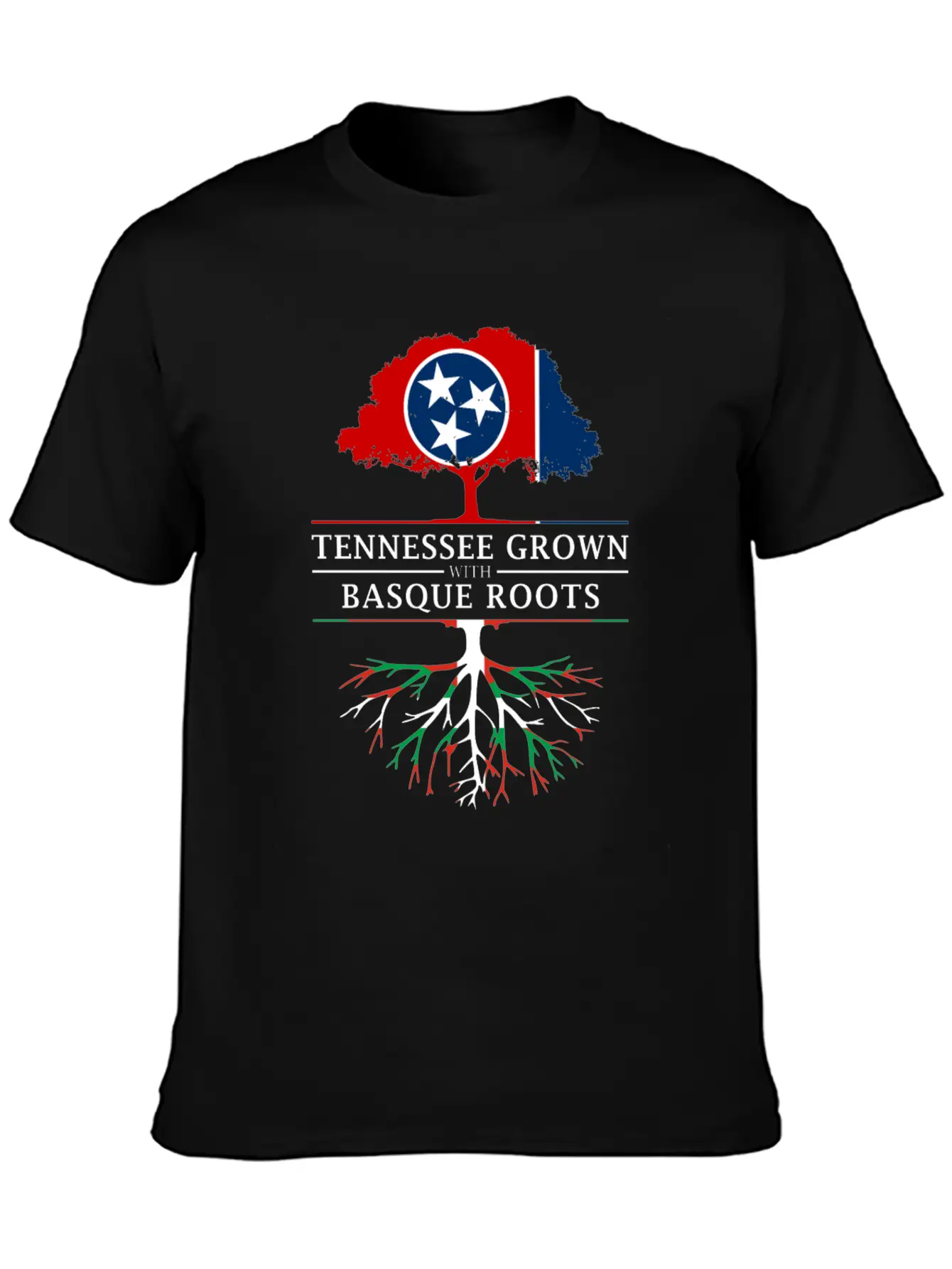 Tennessee Grown With Basque Roots Basque Design Unisex Short Sleeve Soft Cotton T-Shirt – Casual Everyday Wear