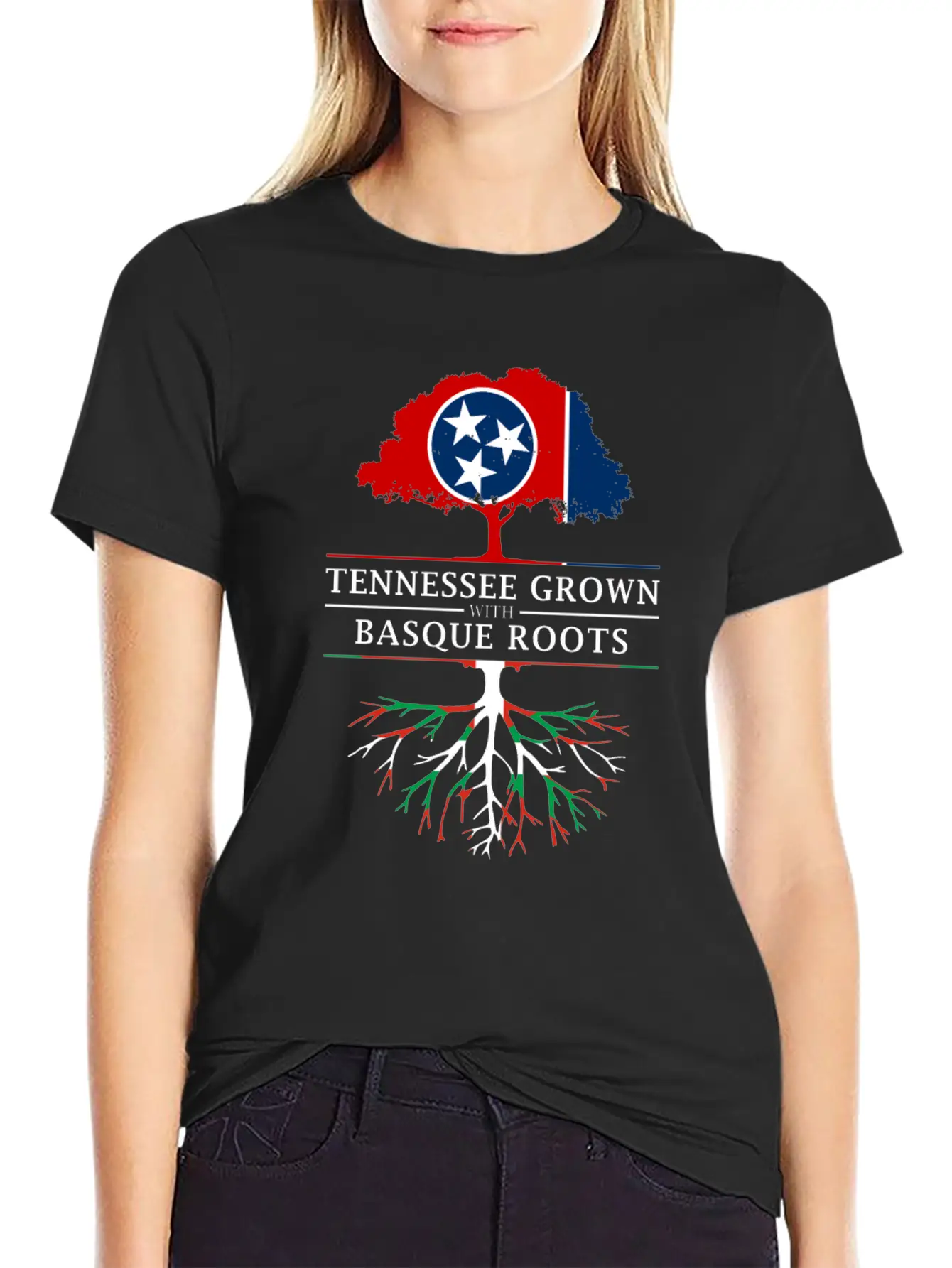 Tennessee Grown With Basque Roots Basque Design Unisex Short Sleeve Soft Cotton T-Shirt – Casual Everyday Wear