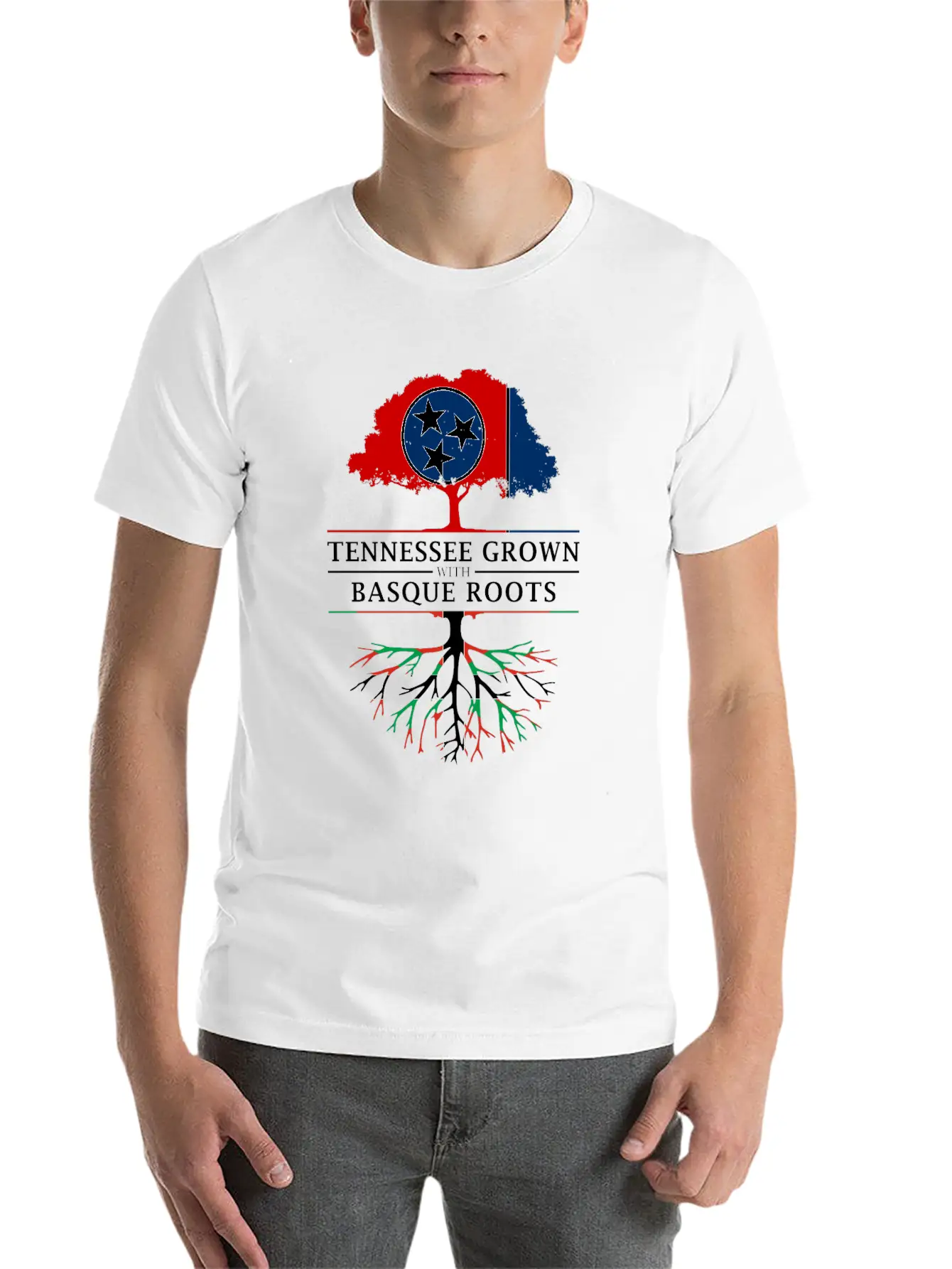 Tennessee Grown With Basque Roots Basque Design Unisex Short Sleeve Soft Cotton T-Shirt – Casual Everyday Wear