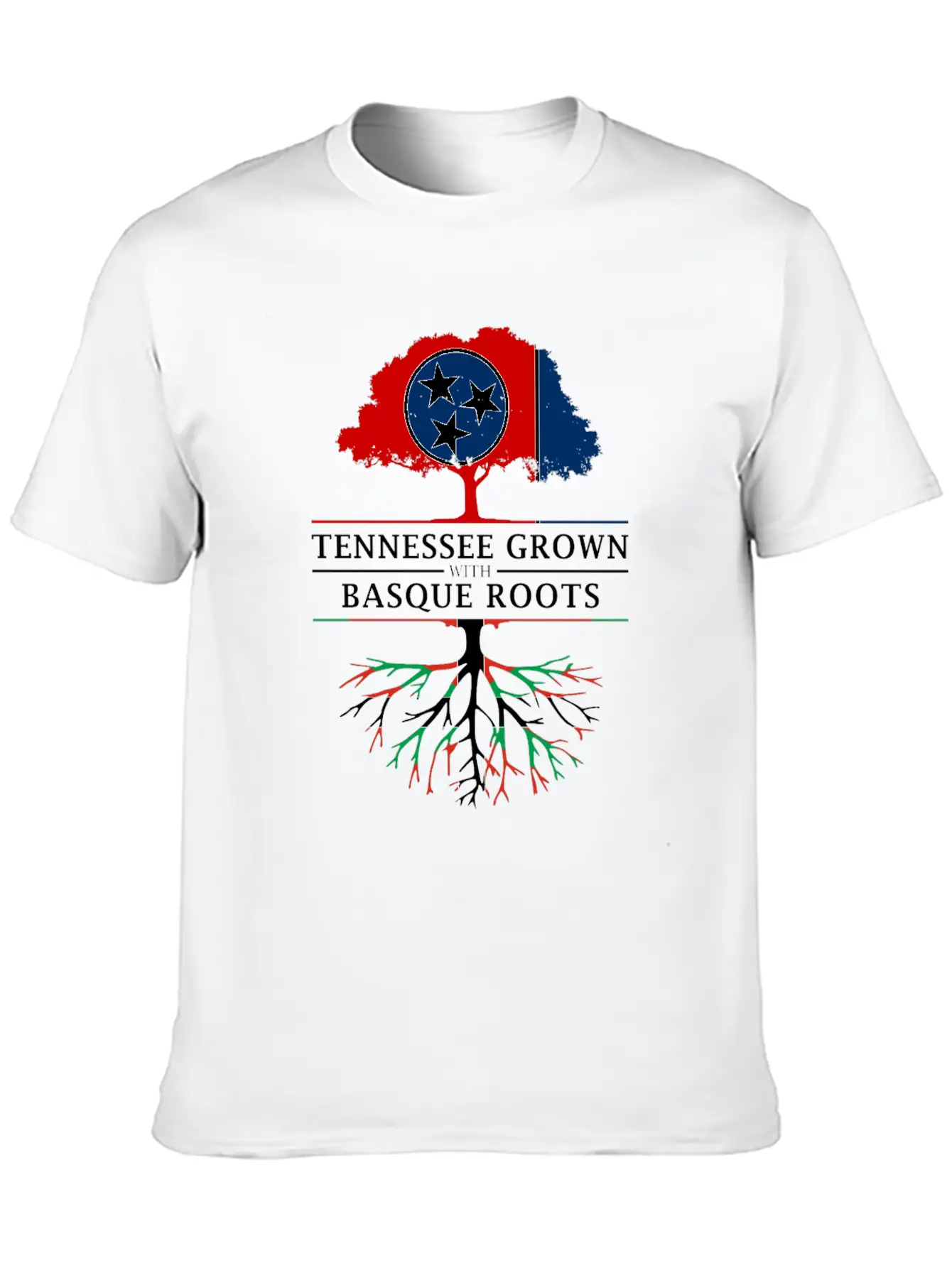 Tennessee Grown With Basque Roots Basque Design Unisex Short Sleeve Soft Cotton T-Shirt – Casual Everyday Wear