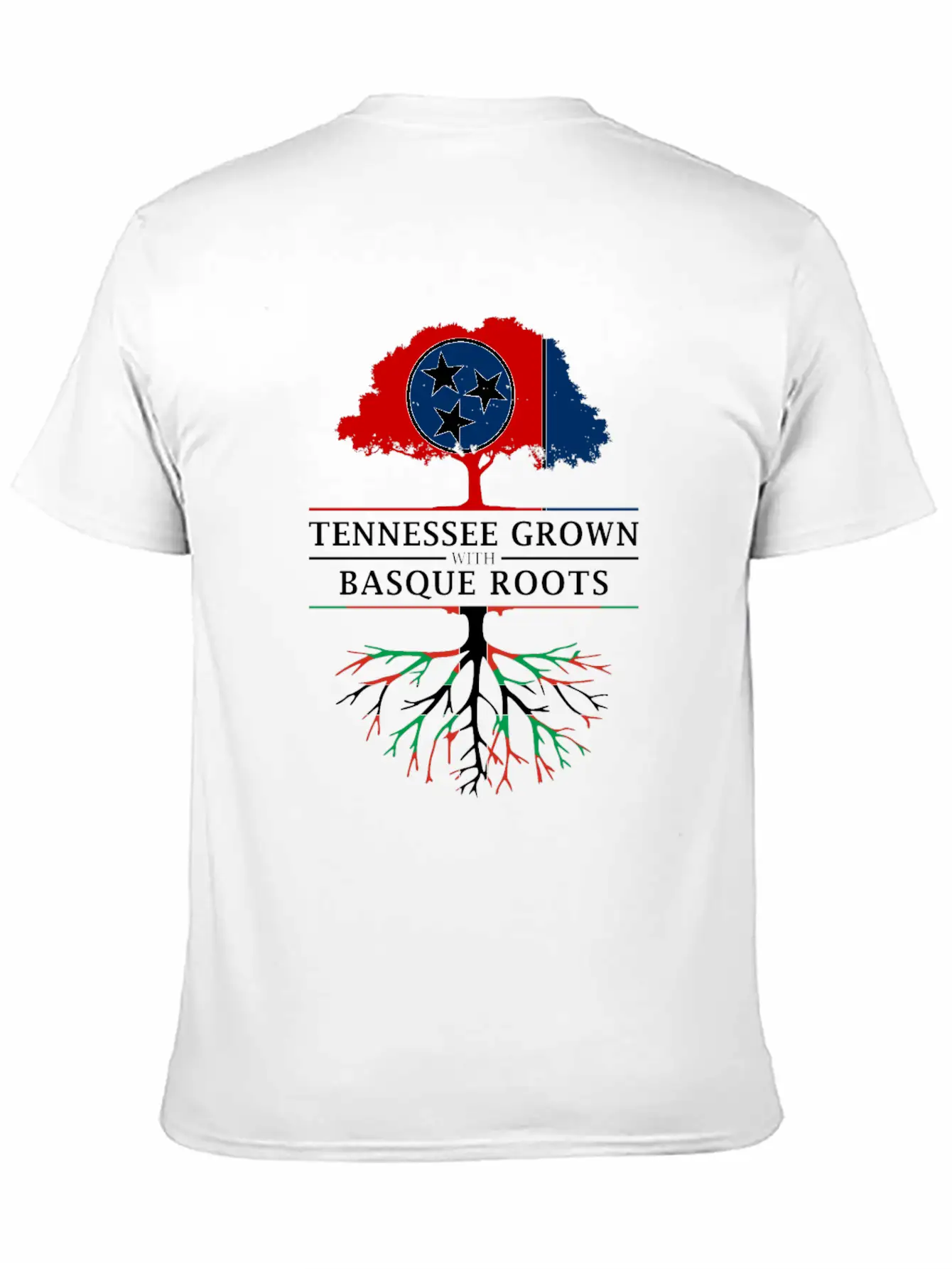 Tennessee Grown With Basque Roots Basque Design Unisex Short Sleeve Soft Cotton T-Shirt – Casual Everyday Wear