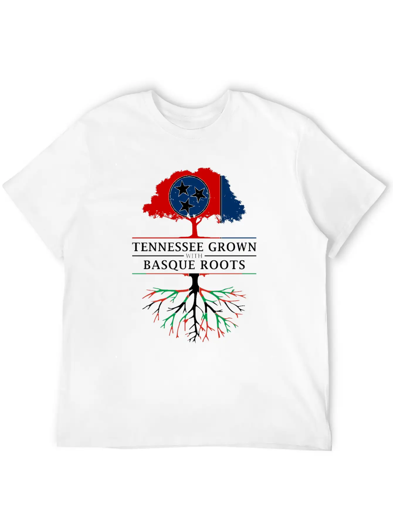 Tennessee Grown With Basque Roots Basque Design Unisex Short Sleeve Soft Cotton T-Shirt – Casual Everyday Wear