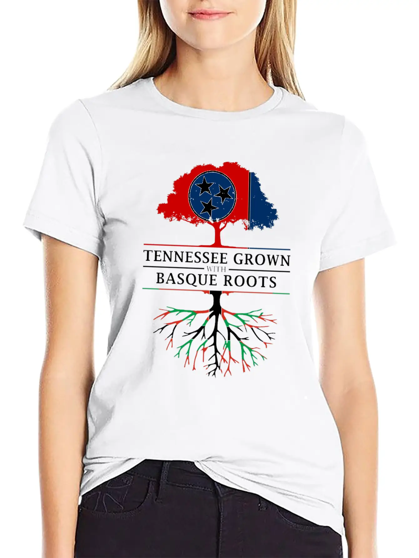 Tennessee Grown With Basque Roots Basque Design Unisex Short Sleeve Soft Cotton T-Shirt – Casual Everyday Wear