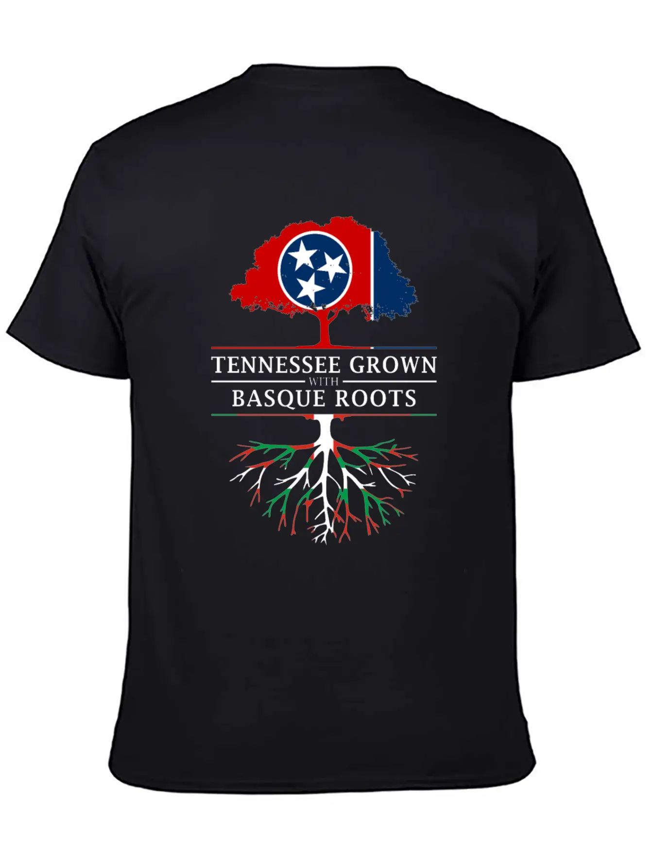 Tennessee Grown With Basque Roots Basque Design Unisex Short Sleeve Soft Cotton T-Shirt – Casual Everyday Wear