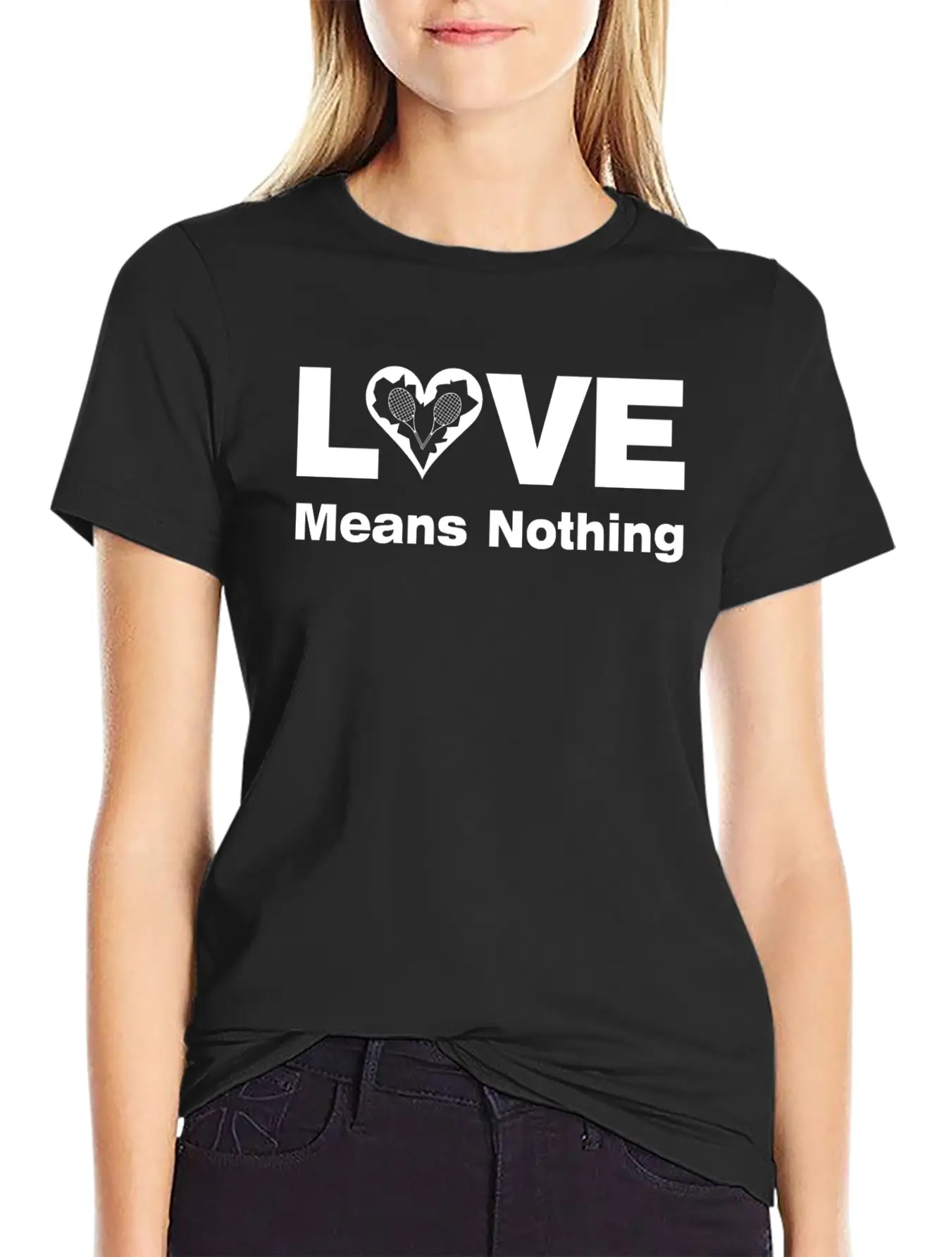 Tennis Love White Text Basic Graphic T-Shirt – Daily Comfort In Soft Cotton
