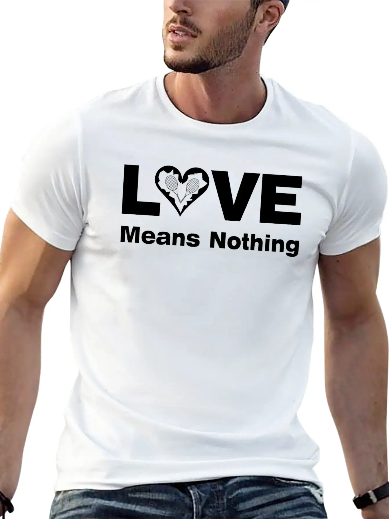 Tennis Love White Text Basic Graphic T-Shirt – Daily Comfort In Soft Cotton