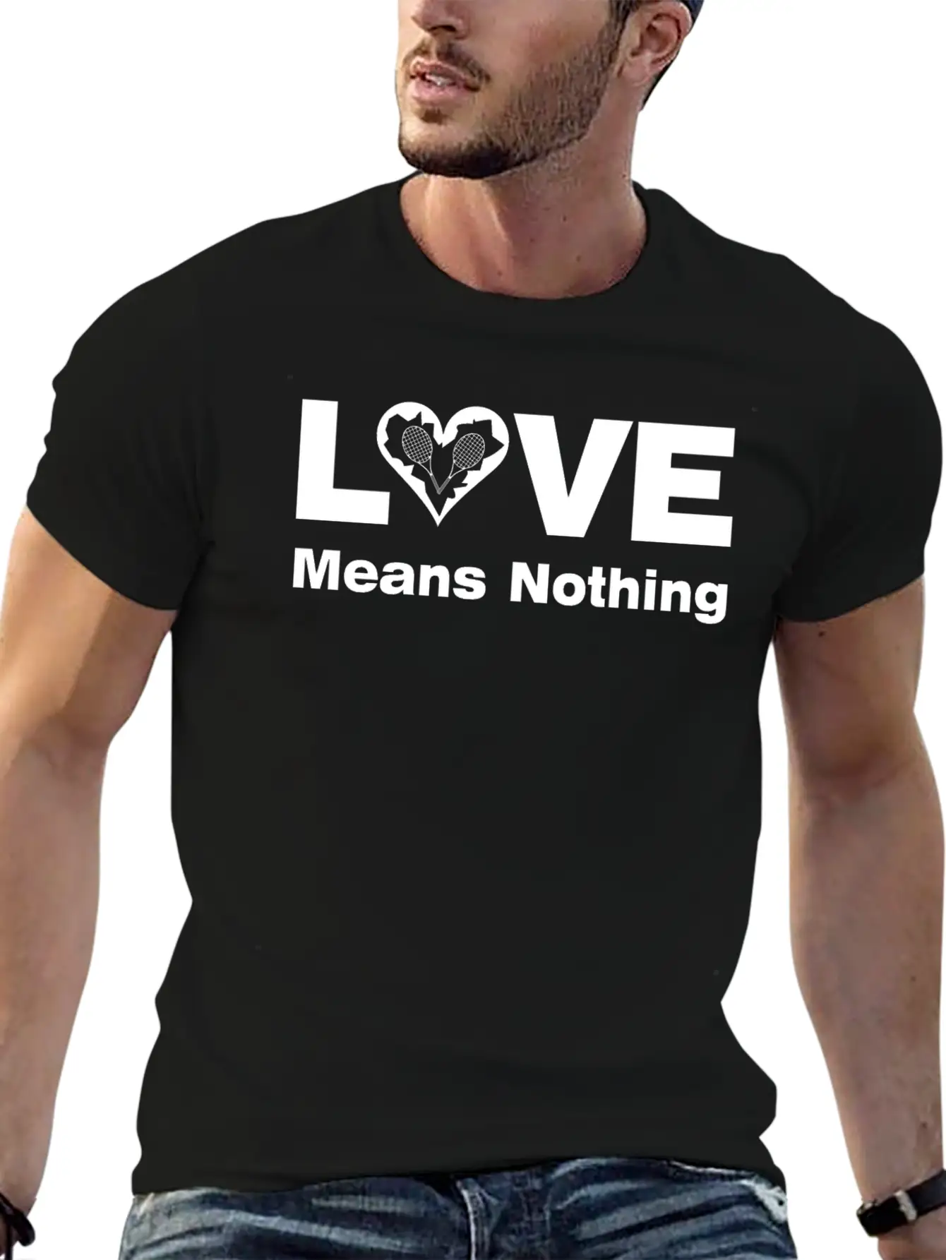 Tennis Love White Text Basic Graphic T-Shirt – Daily Comfort In Soft Cotton