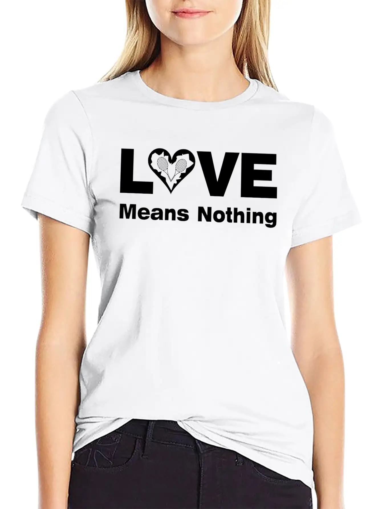 Tennis Love White Text Basic Graphic T-Shirt – Daily Comfort In Soft Cotton