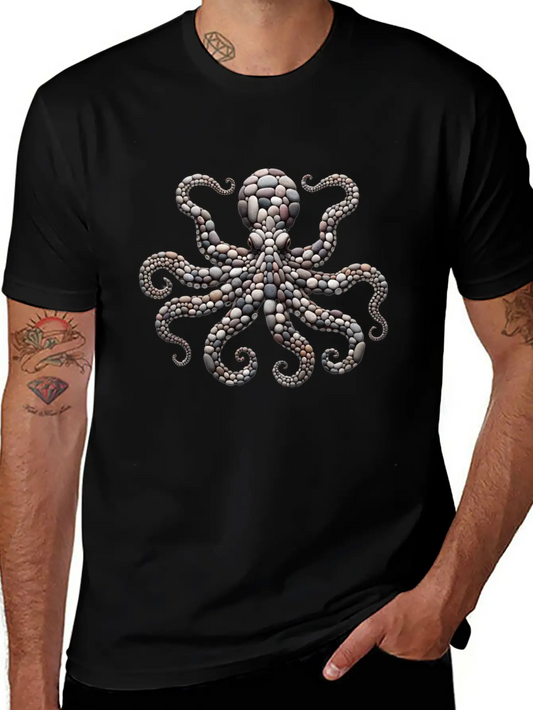 Tentacle Embrace - Octopus Pebble Mosaic Timeless Short Sleeve Tee – Comfy And Minimalist Design
