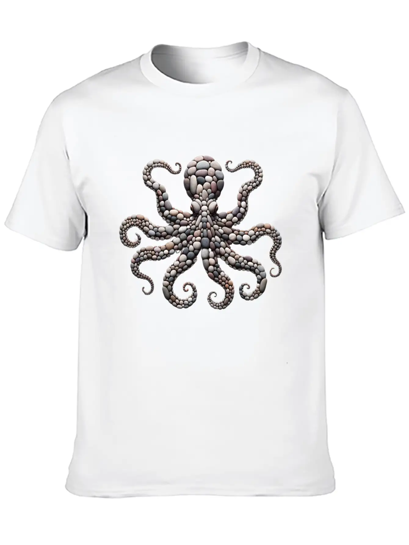 Tentacle Embrace - Octopus Pebble Mosaic Timeless Short Sleeve Tee – Comfy And Minimalist Design