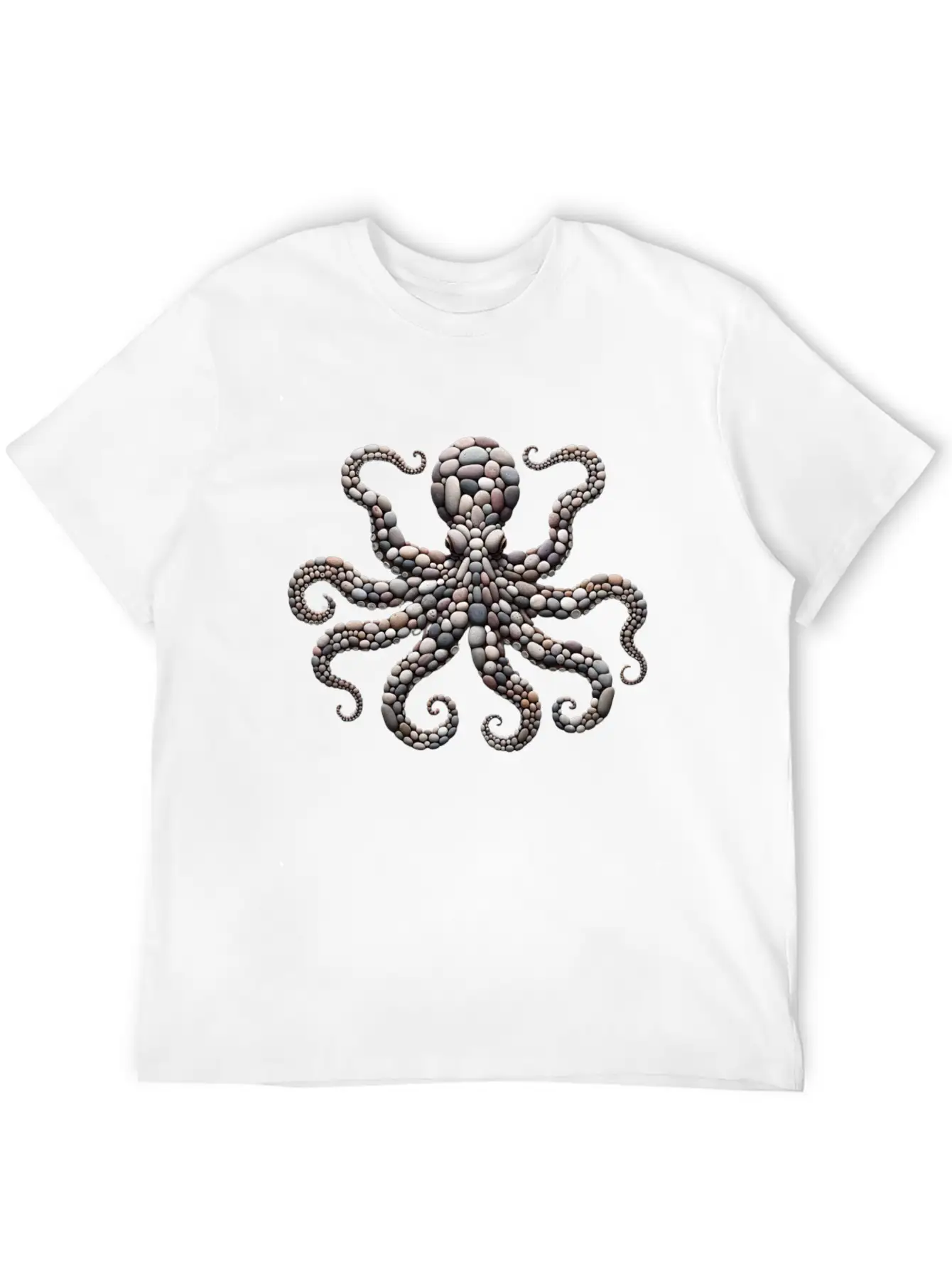 Tentacle Embrace - Octopus Pebble Mosaic Timeless Short Sleeve Tee – Comfy And Minimalist Design