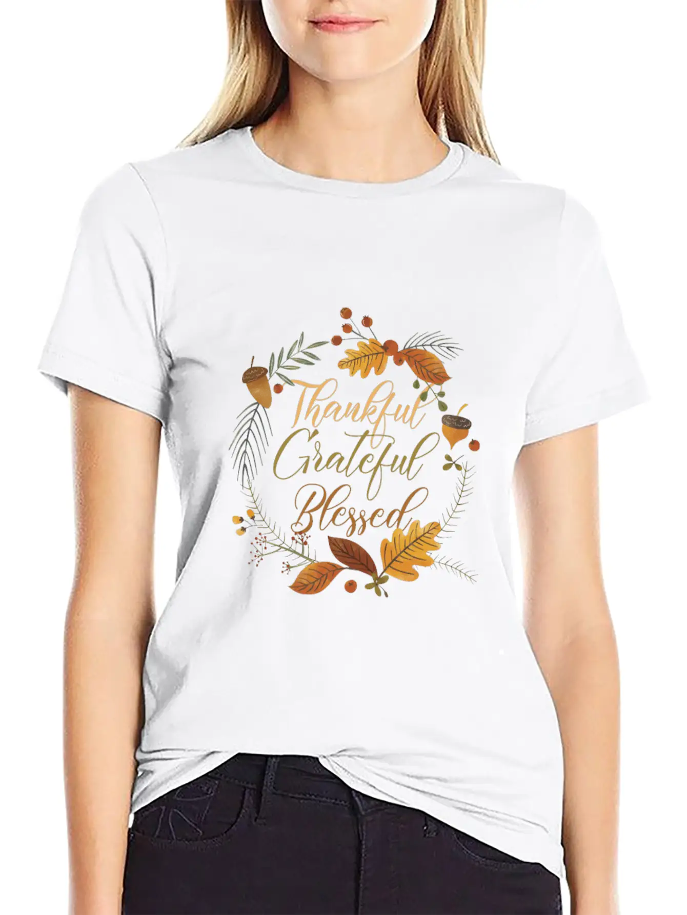 Thankful Grateful Blessed Comfortable Minimalist Graphic Tee – Summer Style Essential