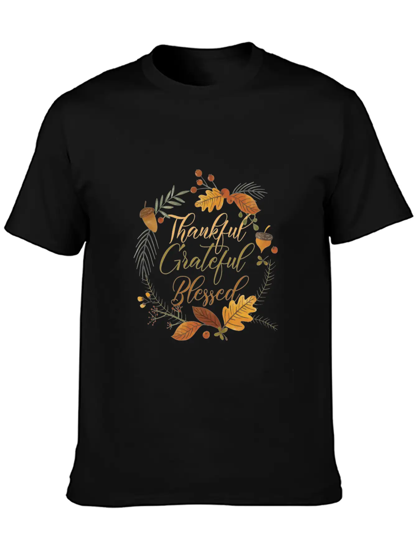 Thankful Grateful Blessed Comfortable Minimalist Graphic Tee – Summer Style Essential