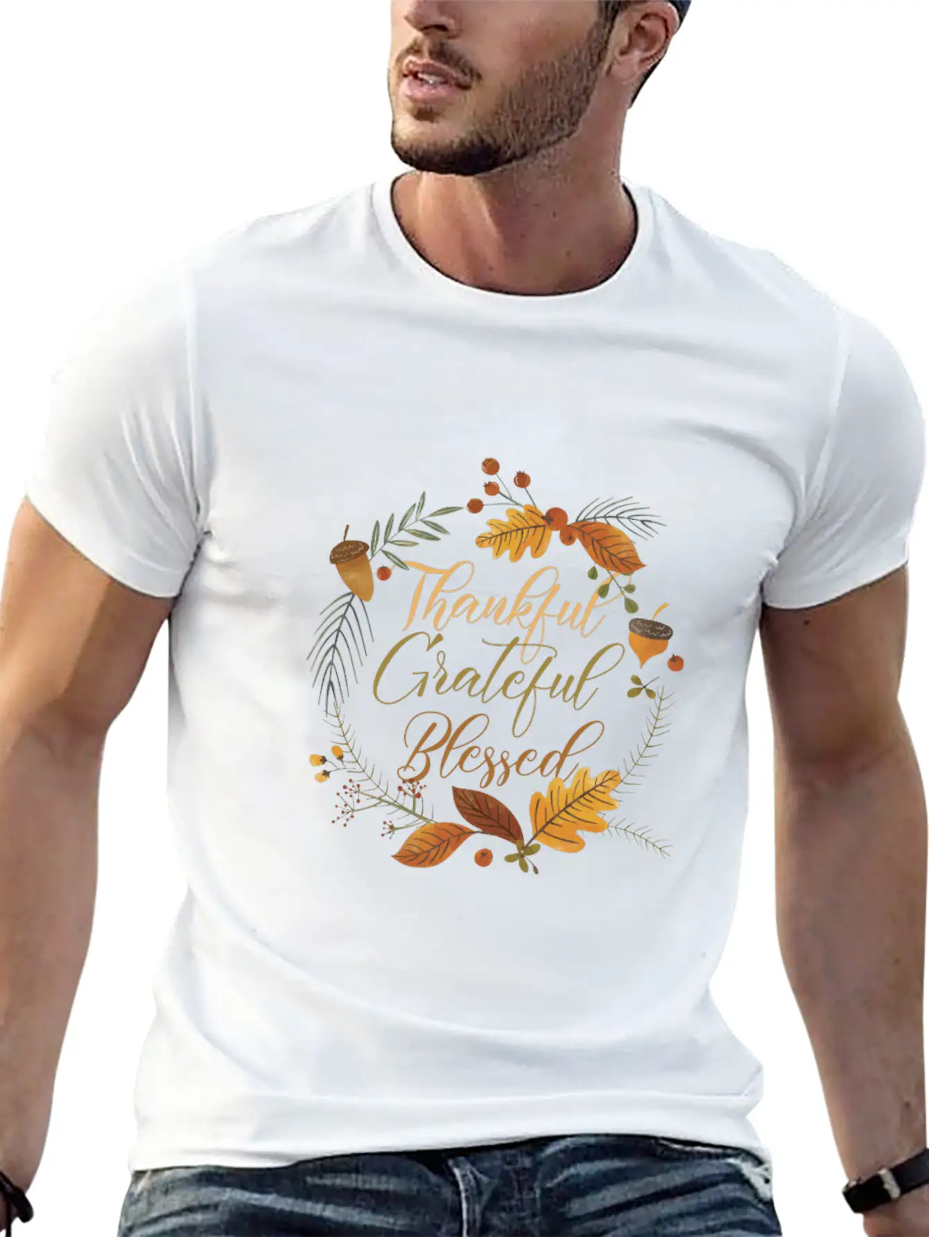 Thankful Grateful Blessed Comfortable Minimalist Graphic Tee – Summer Style Essential
