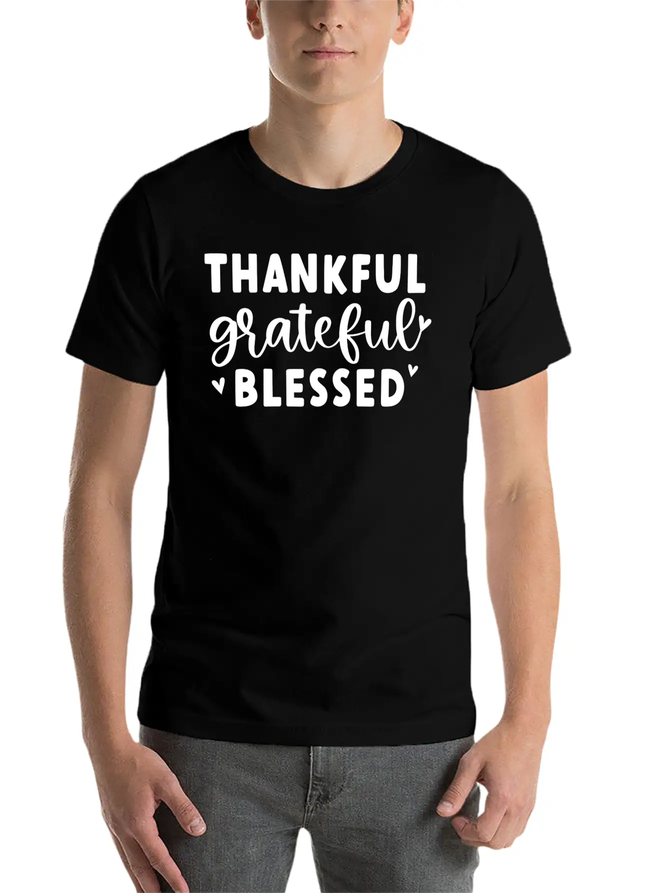 Thankful Grateful Blessed Unisex Short Sleeve Soft Cotton T-Shirt – Casual Everyday Wear