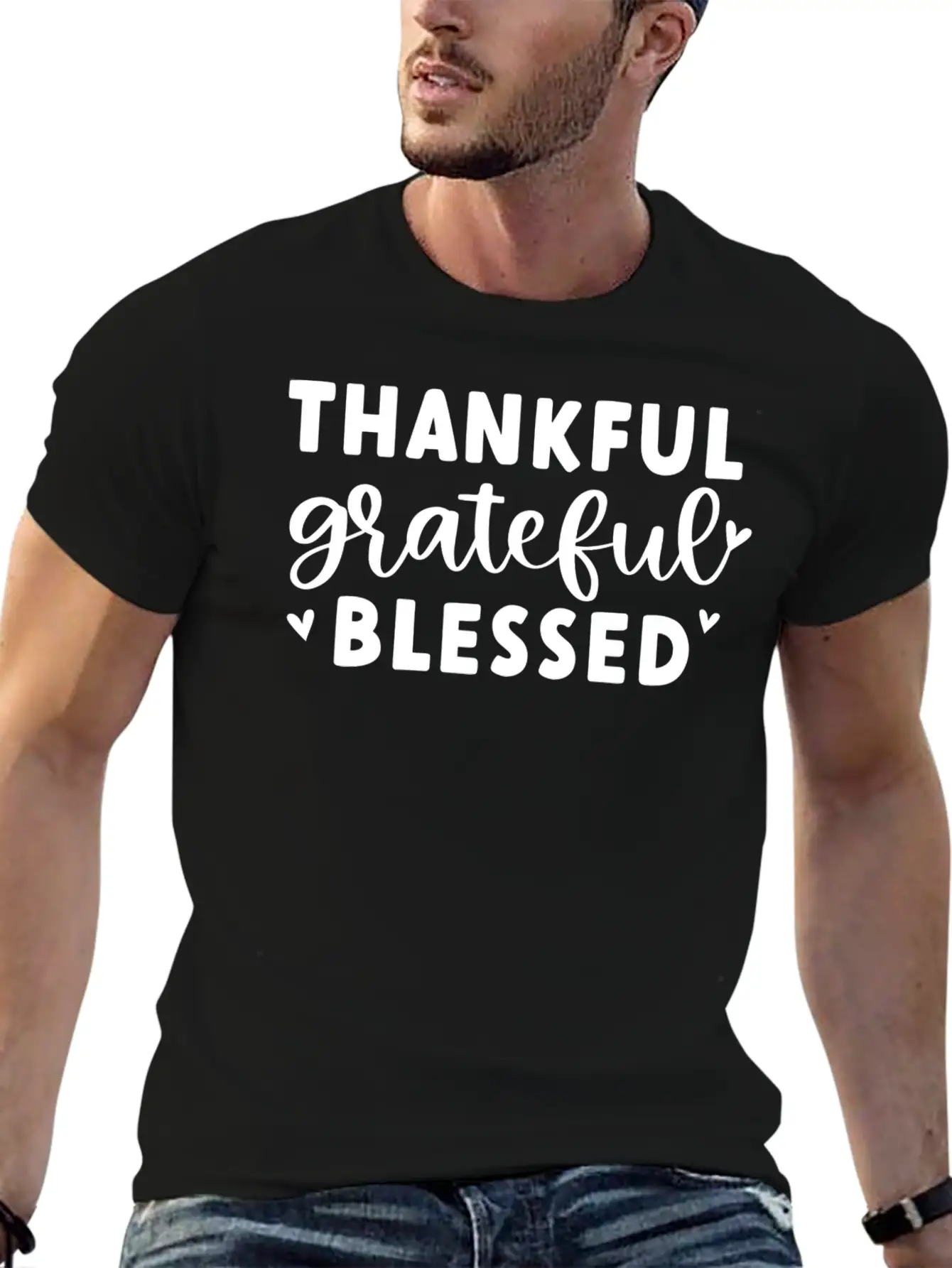 Thankful Grateful Blessed Unisex Short Sleeve Soft Cotton T-Shirt – Casual Everyday Wear