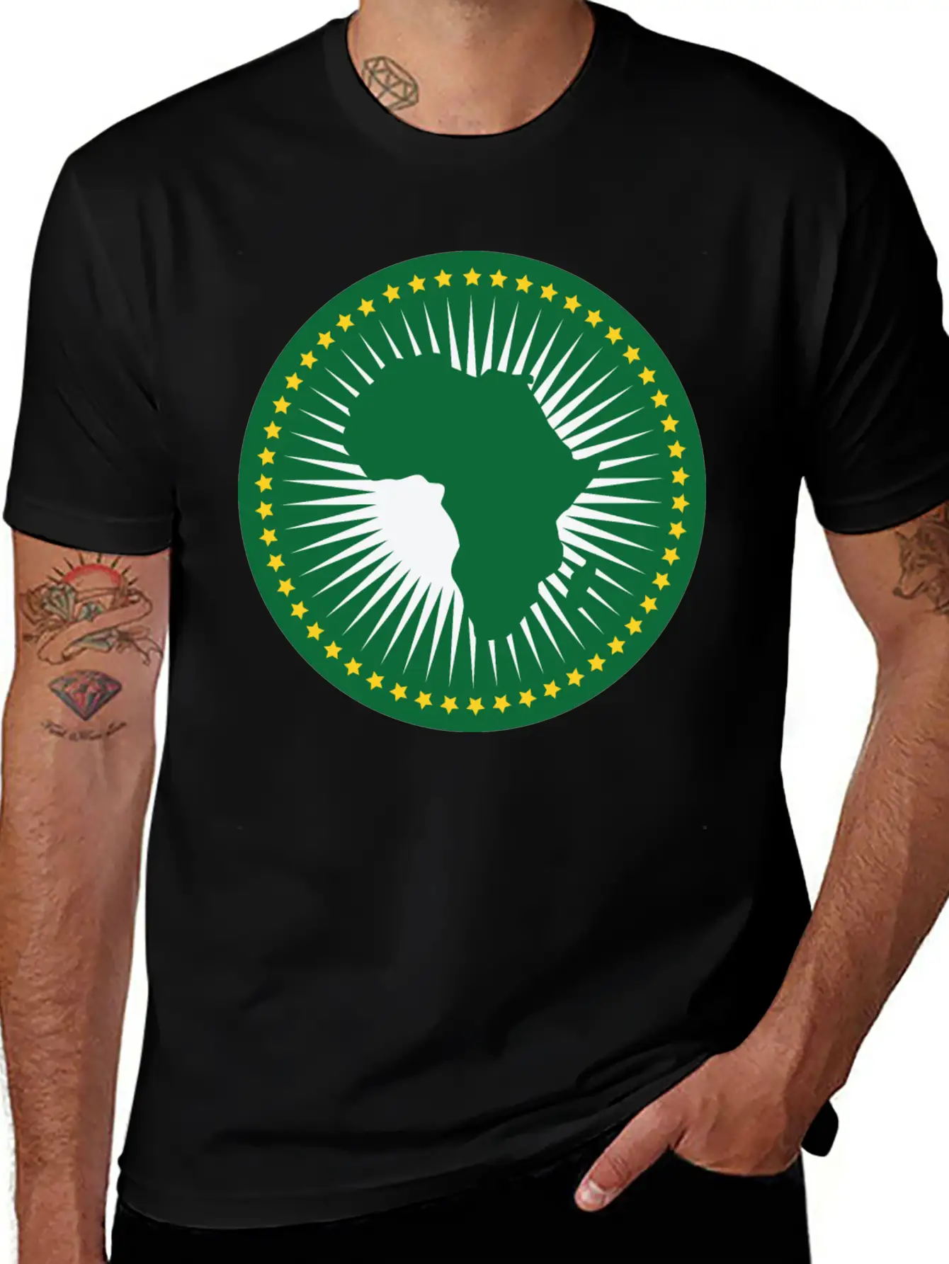 The African Union Flag, Green African Union Flag Relaxed Everyday Tee – Lightweight And Durable Cotton
