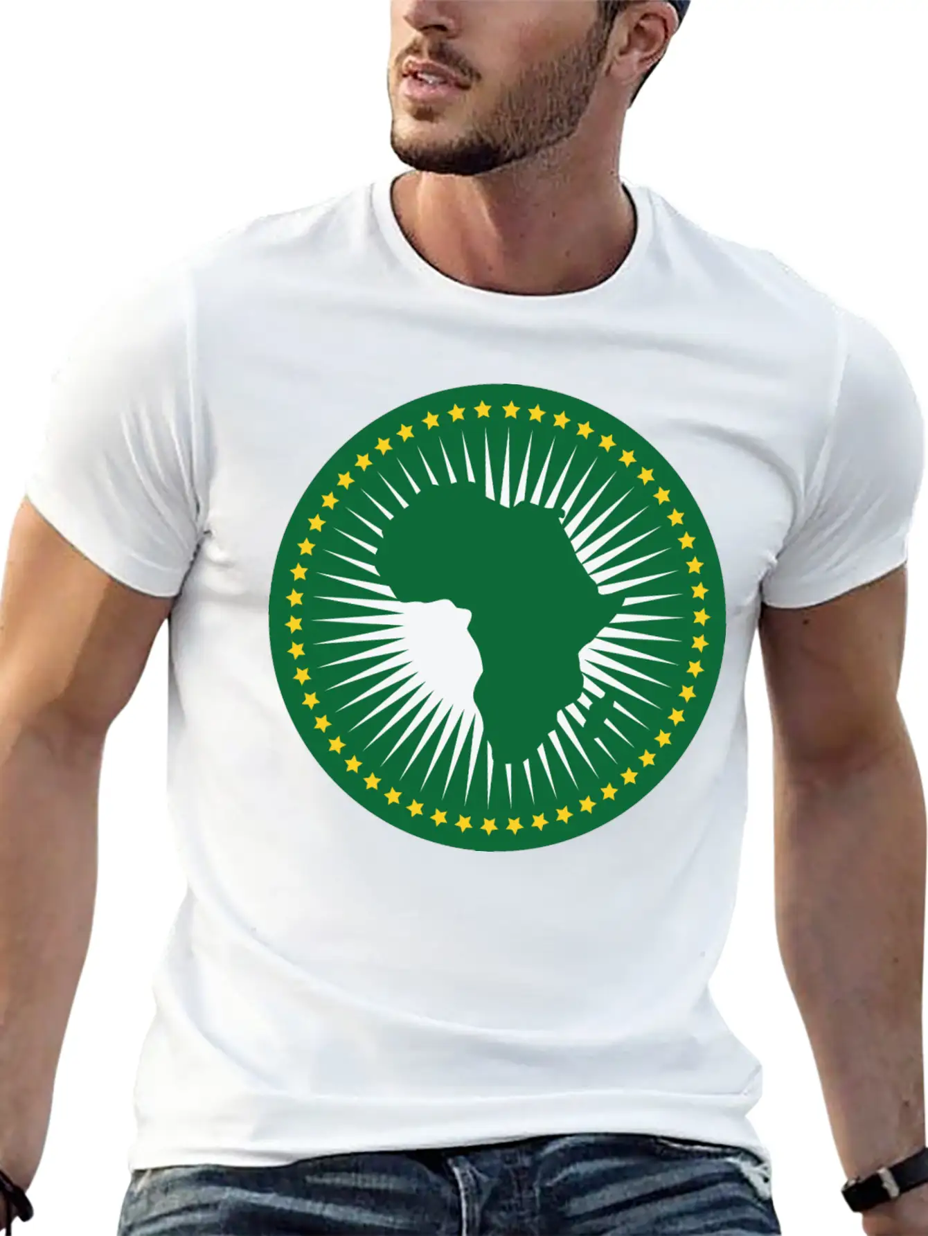The African Union Flag, Green African Union Flag Relaxed Everyday Tee – Lightweight And Durable Cotton