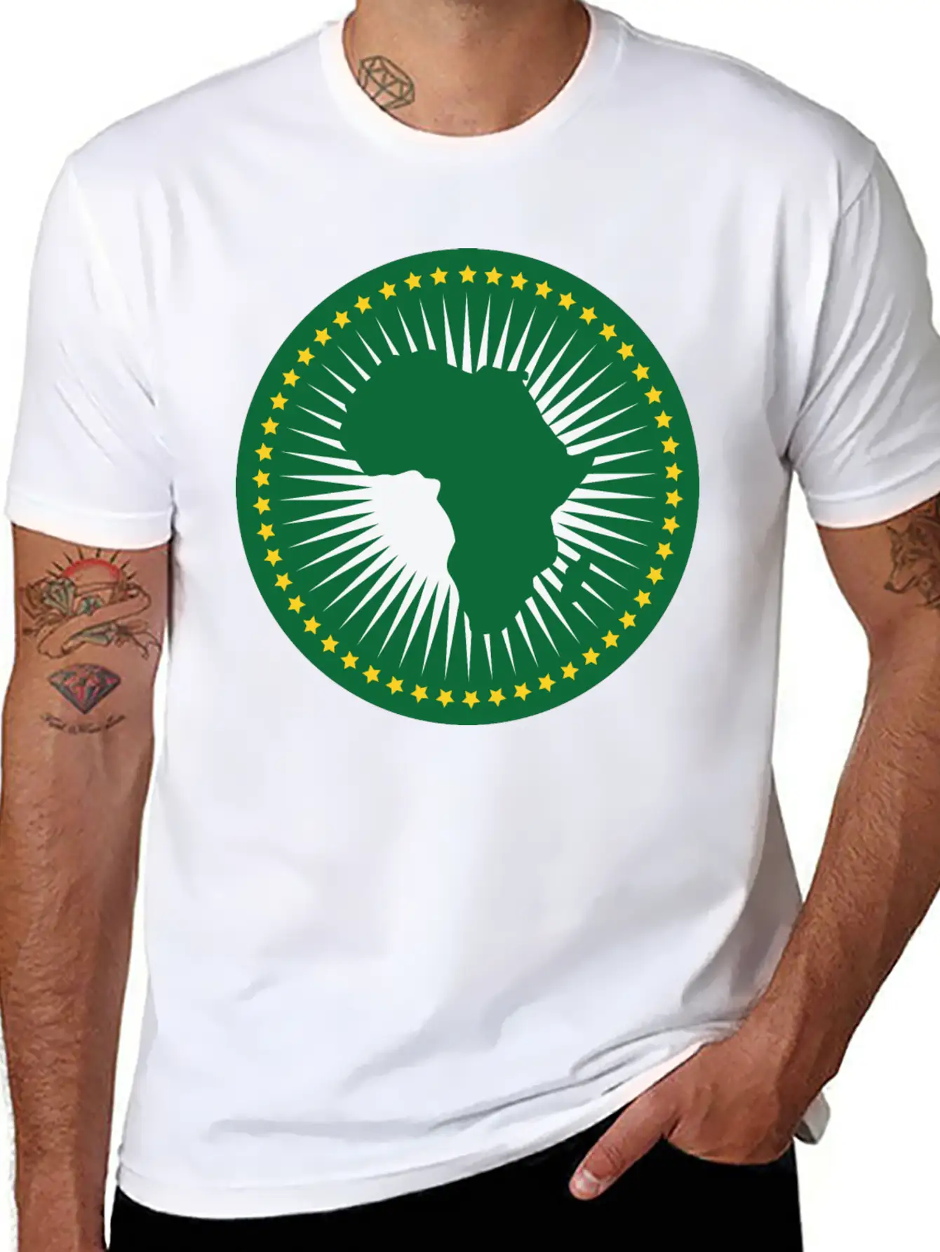The African Union Flag, Green African Union Flag Relaxed Everyday Tee – Lightweight And Durable Cotton
