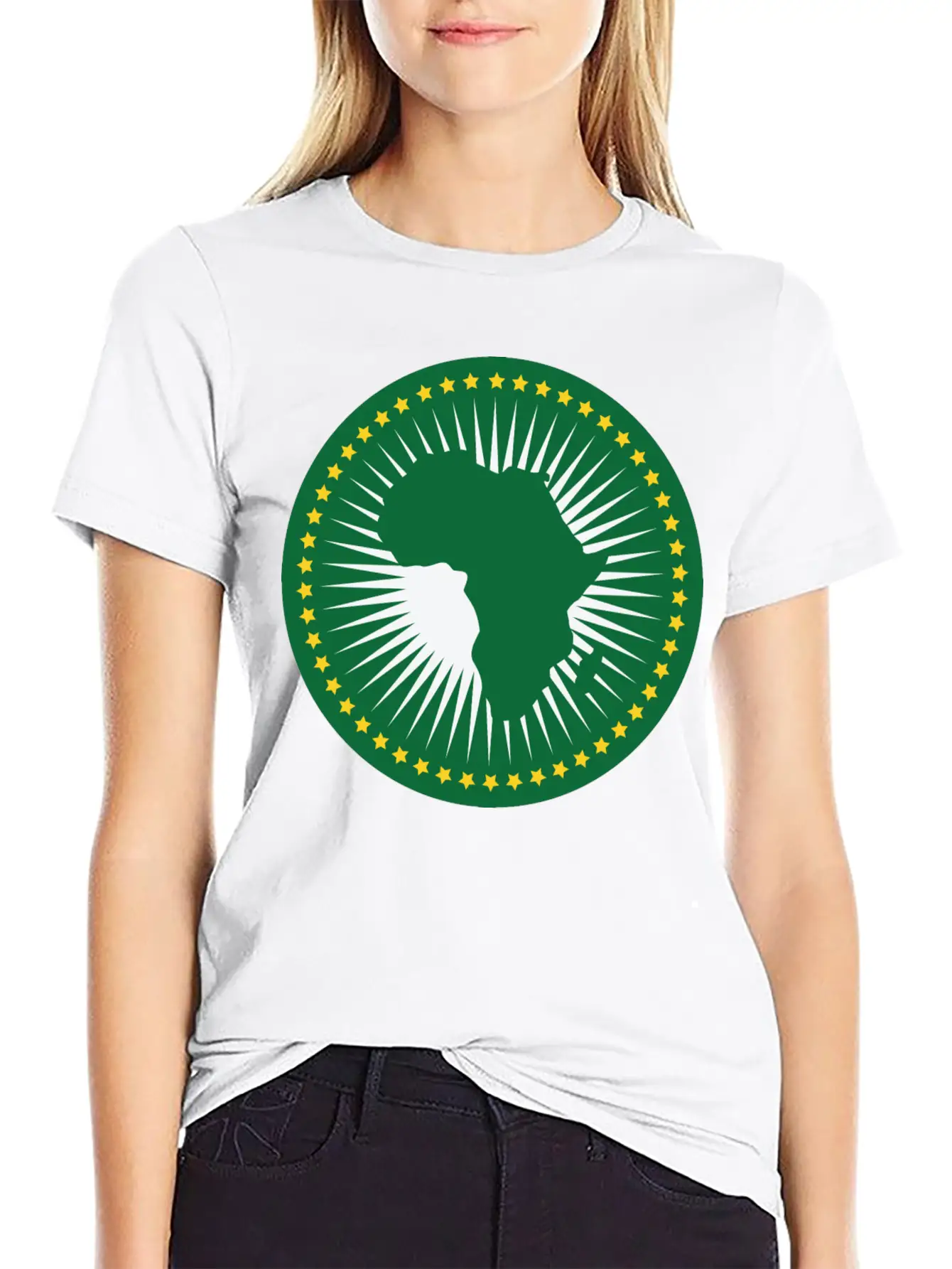 The African Union Flag, Green African Union Flag Relaxed Everyday Tee – Lightweight And Durable Cotton