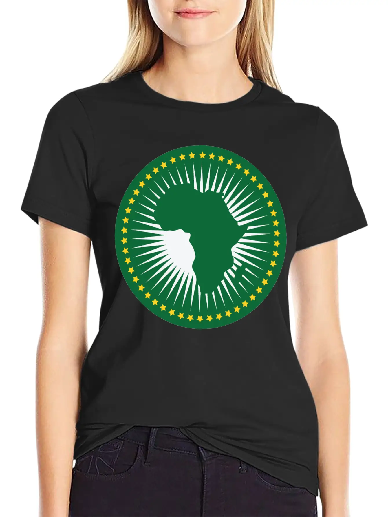 The African Union Flag, Green African Union Flag Relaxed Everyday Tee – Lightweight And Durable Cotton