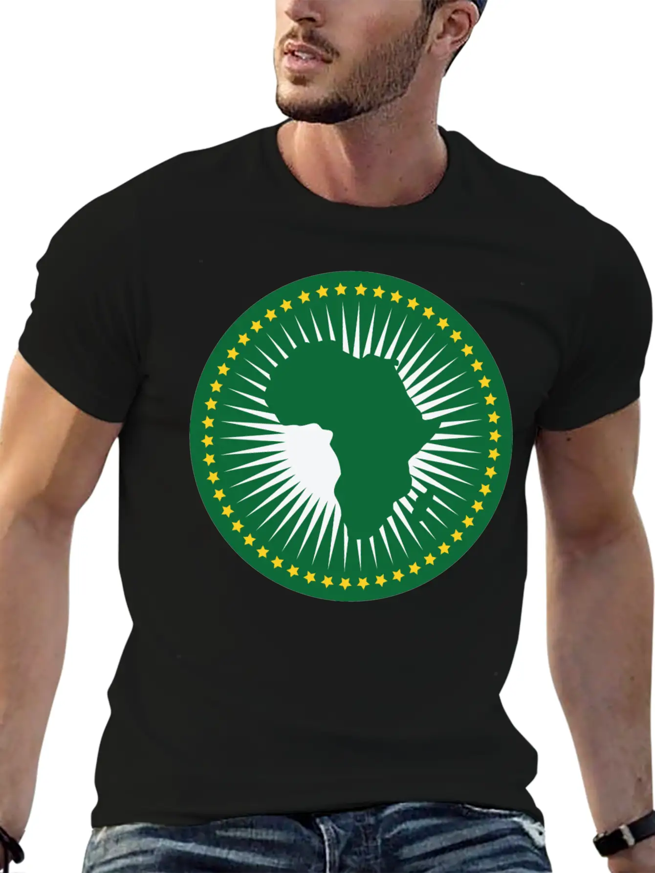 The African Union Flag, Green African Union Flag Relaxed Everyday Tee – Lightweight And Durable Cotton