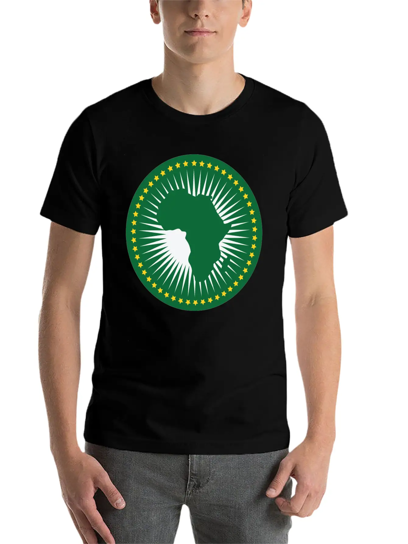 The African Union Flag, Green African Union Flag Relaxed Everyday Tee – Lightweight And Durable Cotton