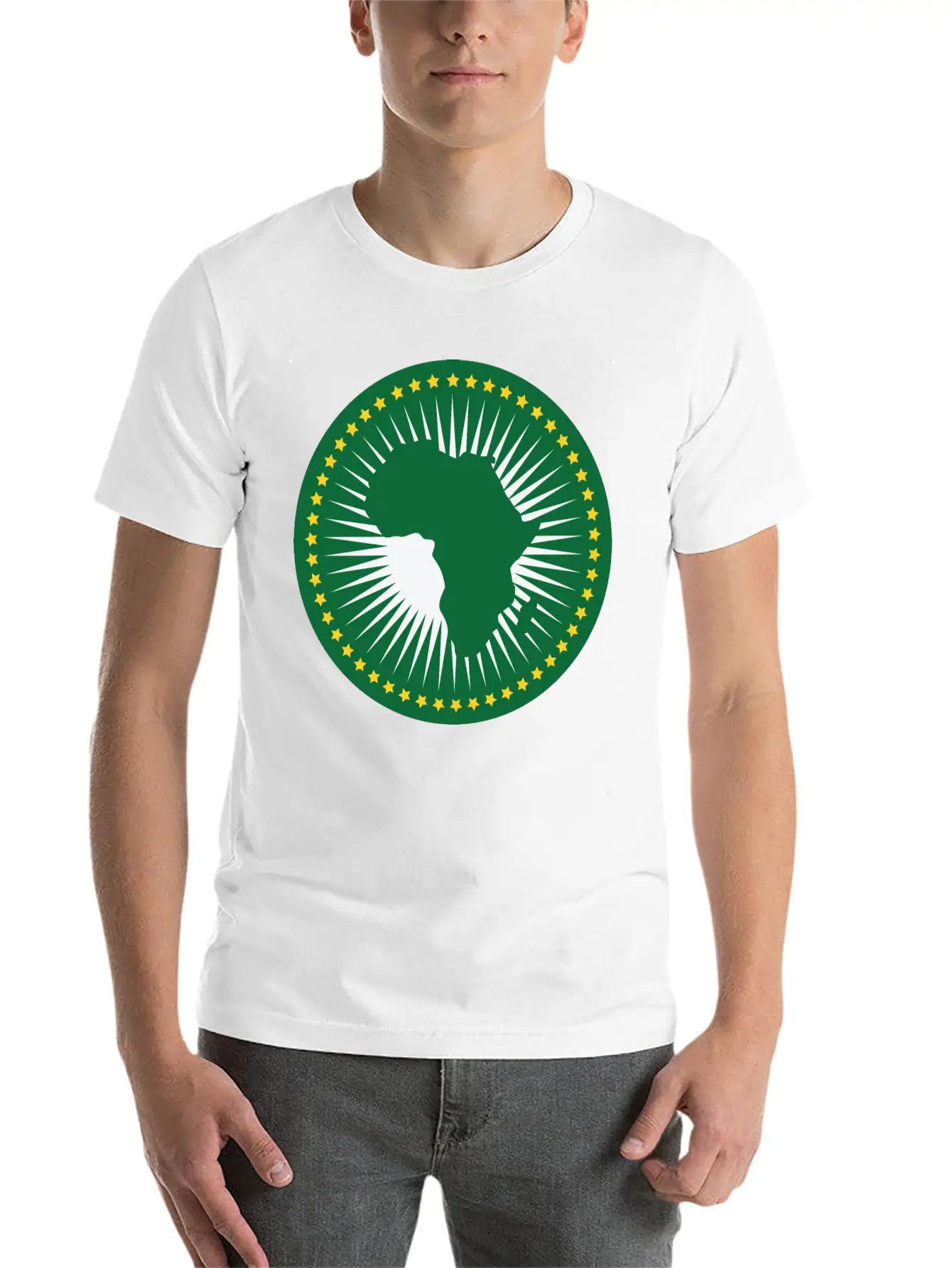 The African Union Flag, Green African Union Flag Relaxed Everyday Tee – Lightweight And Durable Cotton