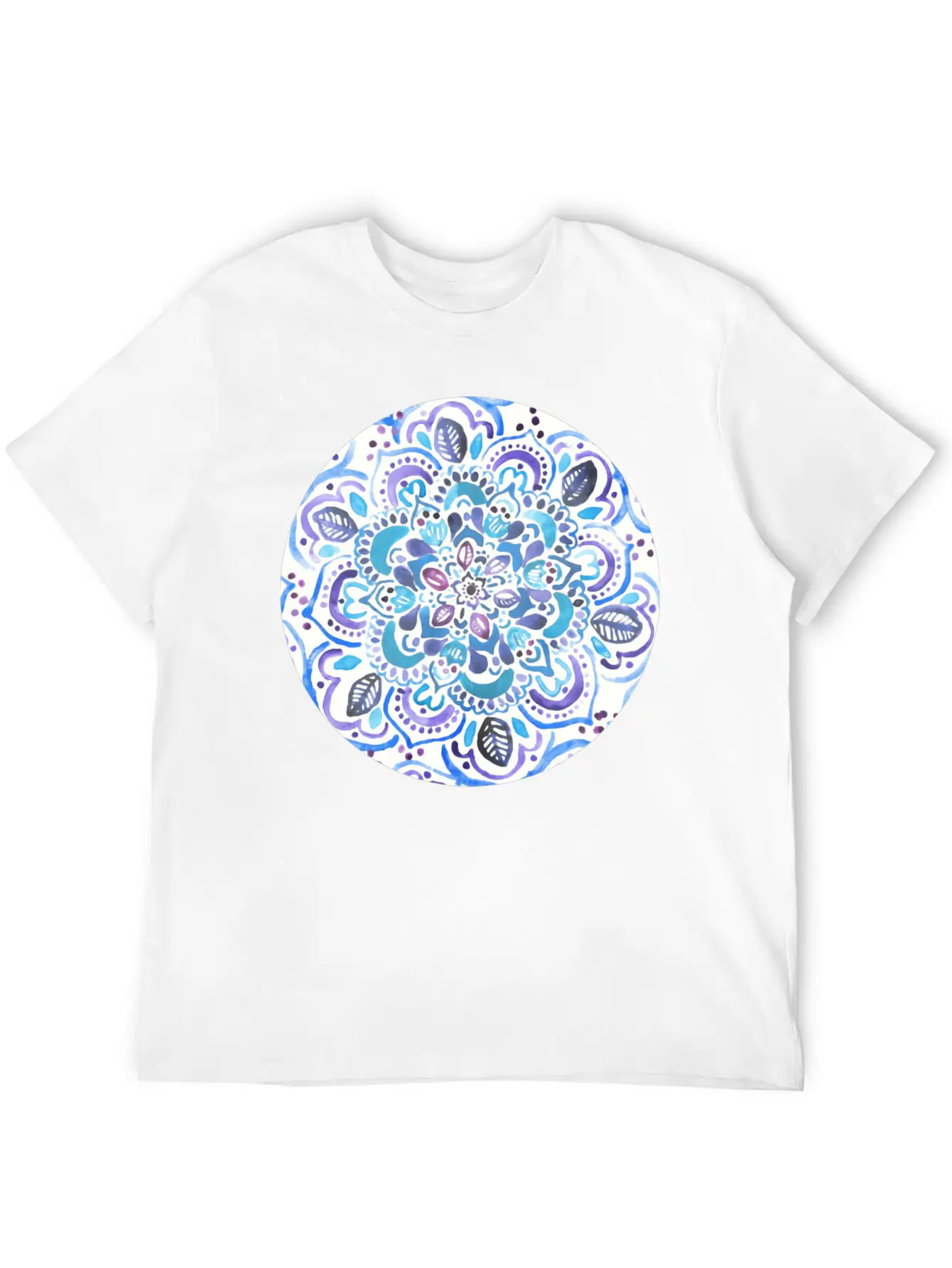 The Blues Watercolour Mandala Stylish Everyday T-Shirt – Unisex Basic Cotton Tee
