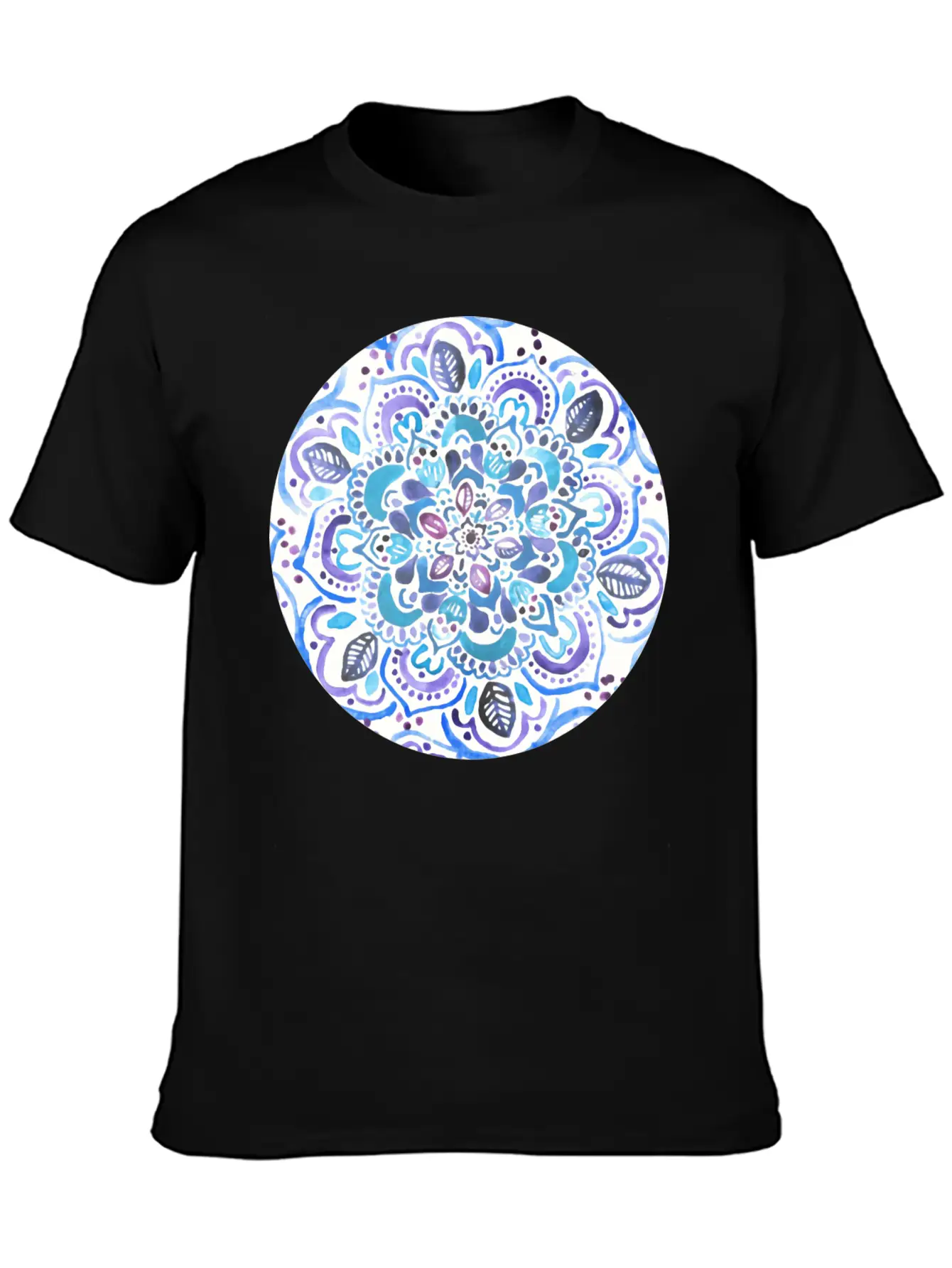 The Blues Watercolour Mandala Stylish Everyday T-Shirt – Unisex Basic Cotton Tee