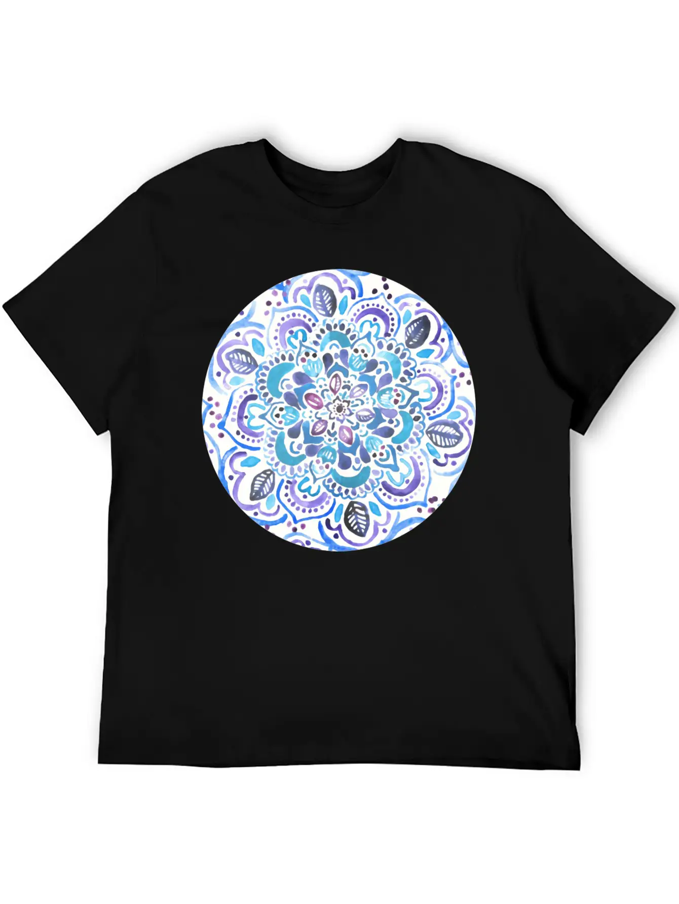 The Blues Watercolour Mandala Stylish Everyday T-Shirt – Unisex Basic Cotton Tee