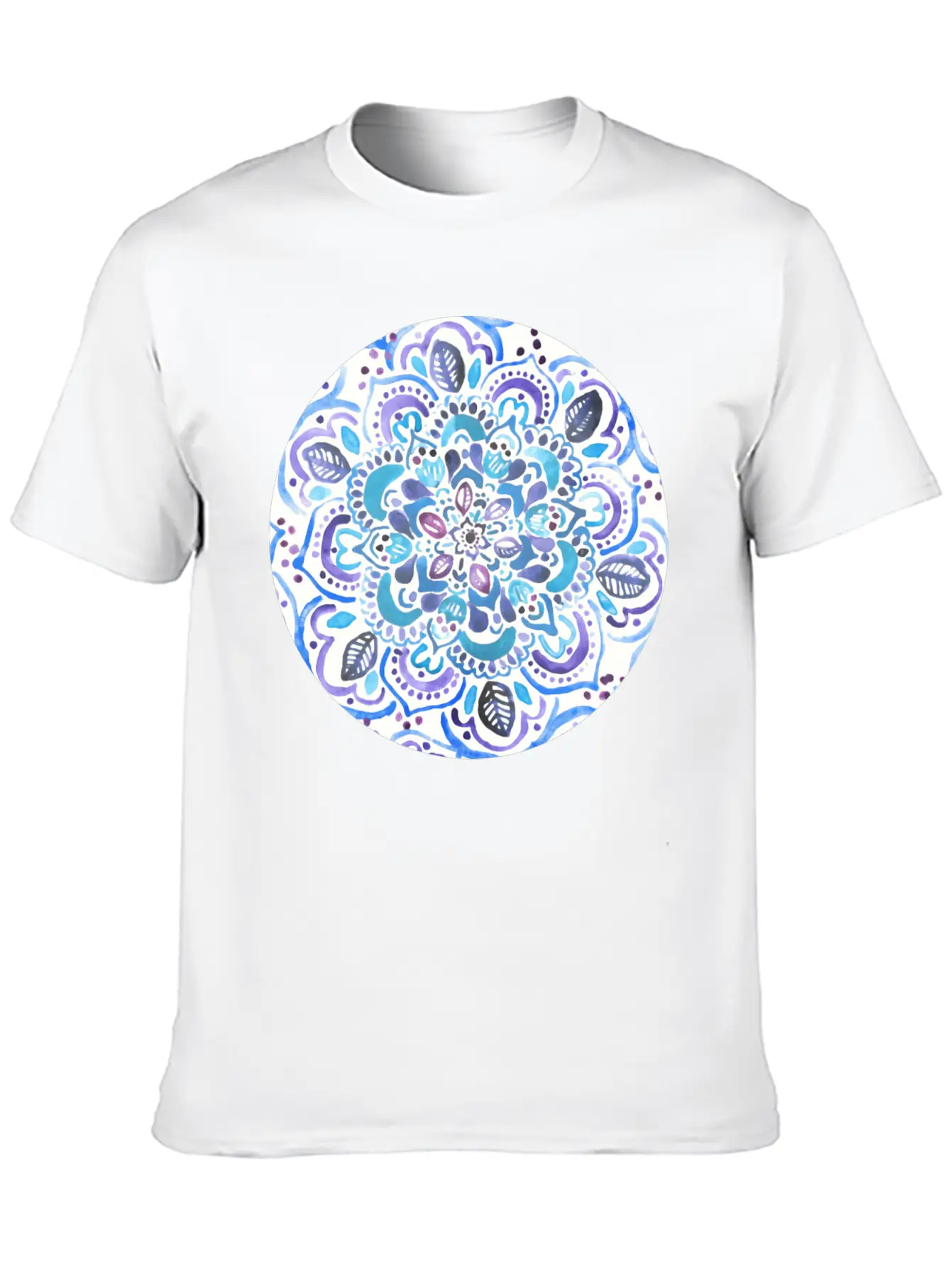 The Blues Watercolour Mandala Stylish Everyday T-Shirt – Unisex Basic Cotton Tee