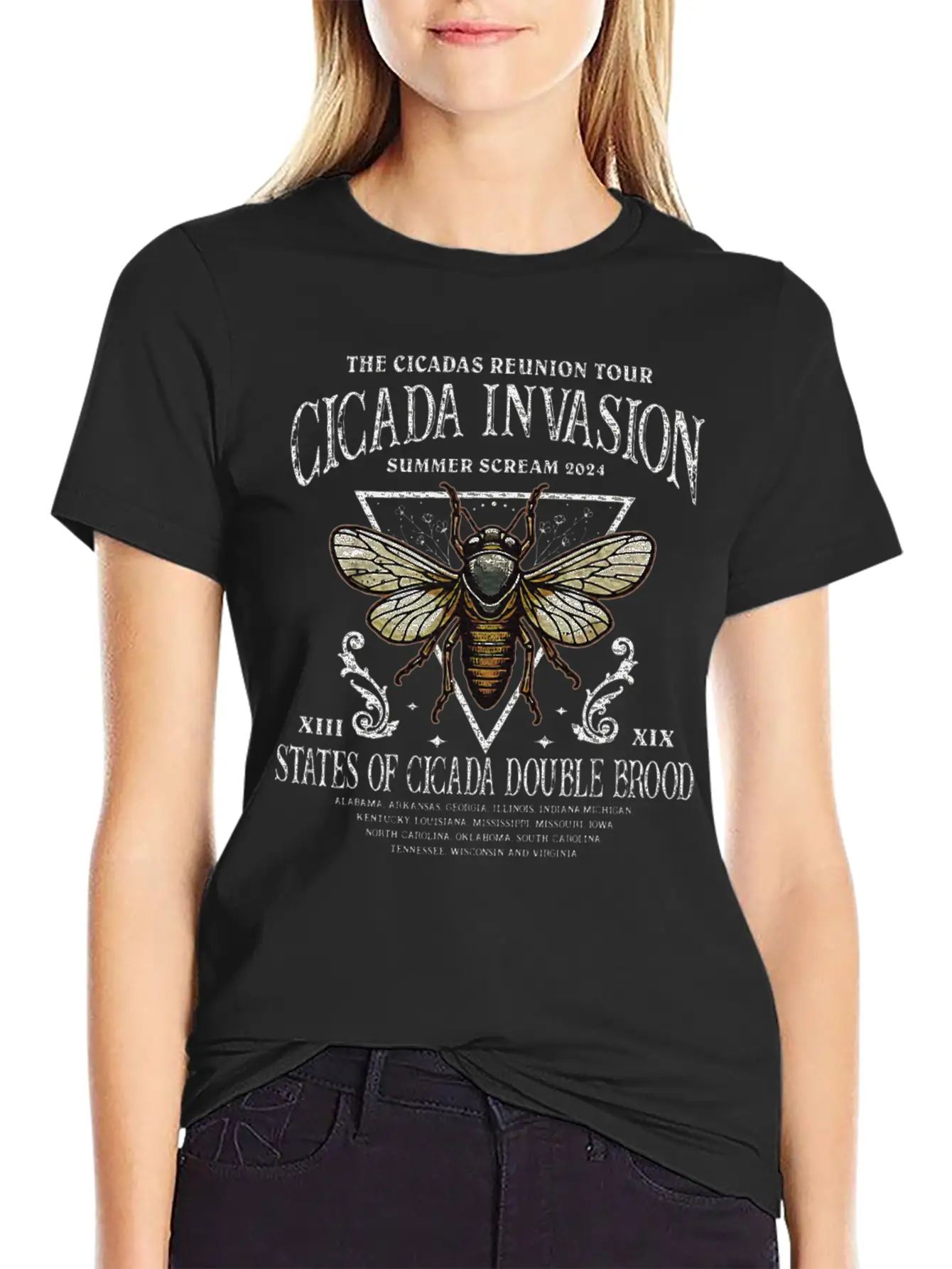 The Cicada Invasion Tour 2024 Summer Scream Unisex Short Sleeve Soft Cotton T-Shirt – Casual Everyday Wear