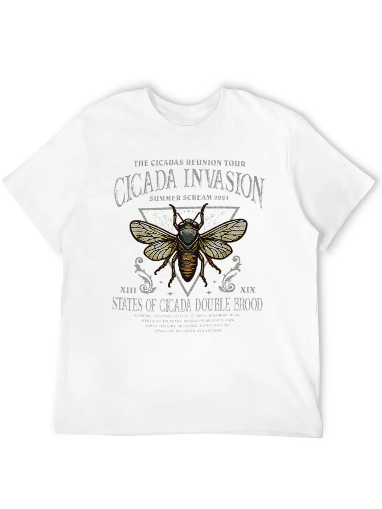 The Cicada Invasion Tour 2024 Summer Scream Unisex Short Sleeve Soft Cotton T-Shirt – Casual Everyday Wear