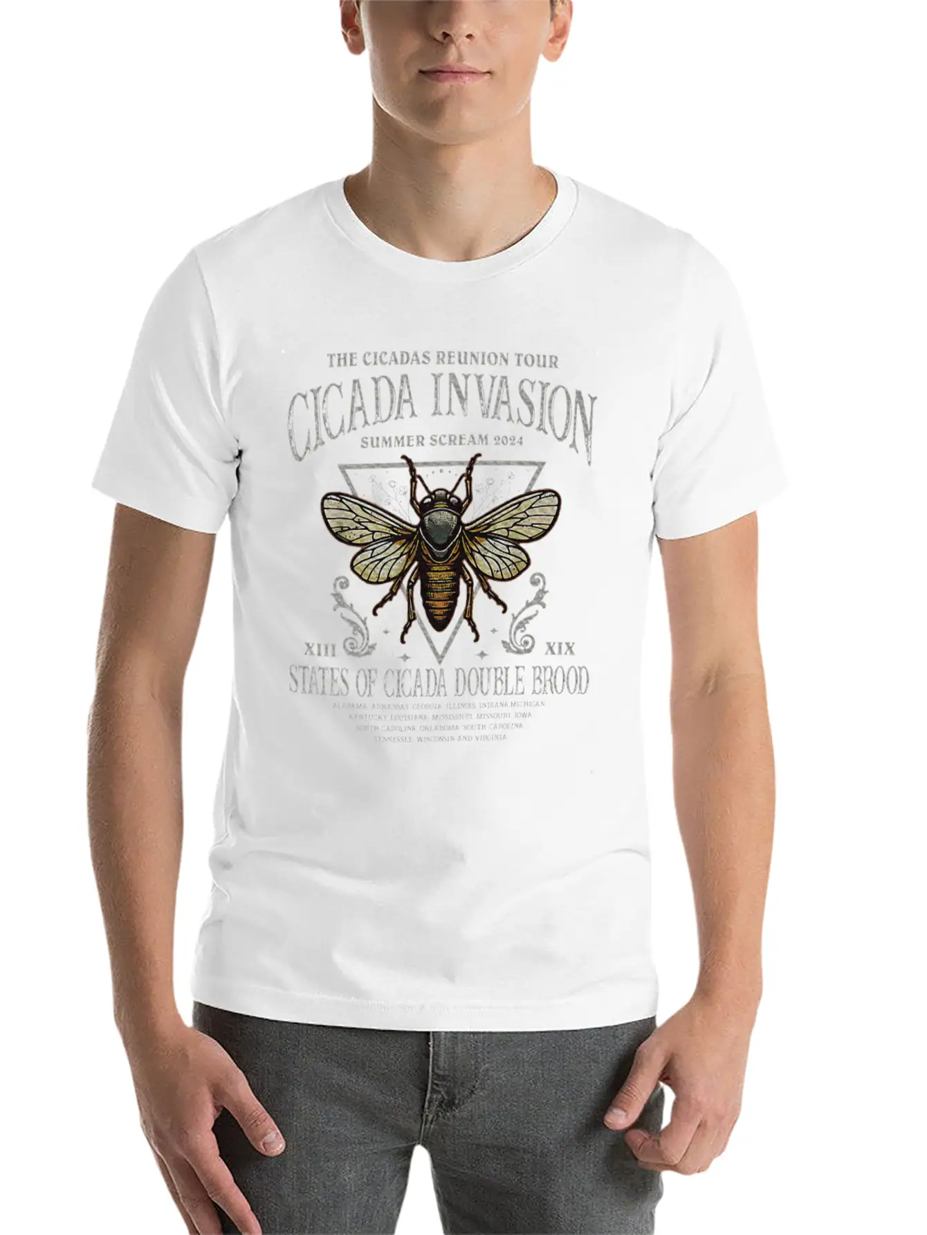 The Cicada Invasion Tour 2024 Summer Scream Unisex Short Sleeve Soft Cotton T-Shirt – Casual Everyday Wear