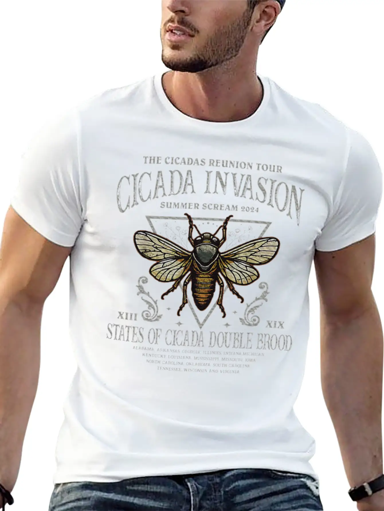 The Cicada Invasion Tour 2024 Summer Scream Unisex Short Sleeve Soft Cotton T-Shirt – Casual Everyday Wear
