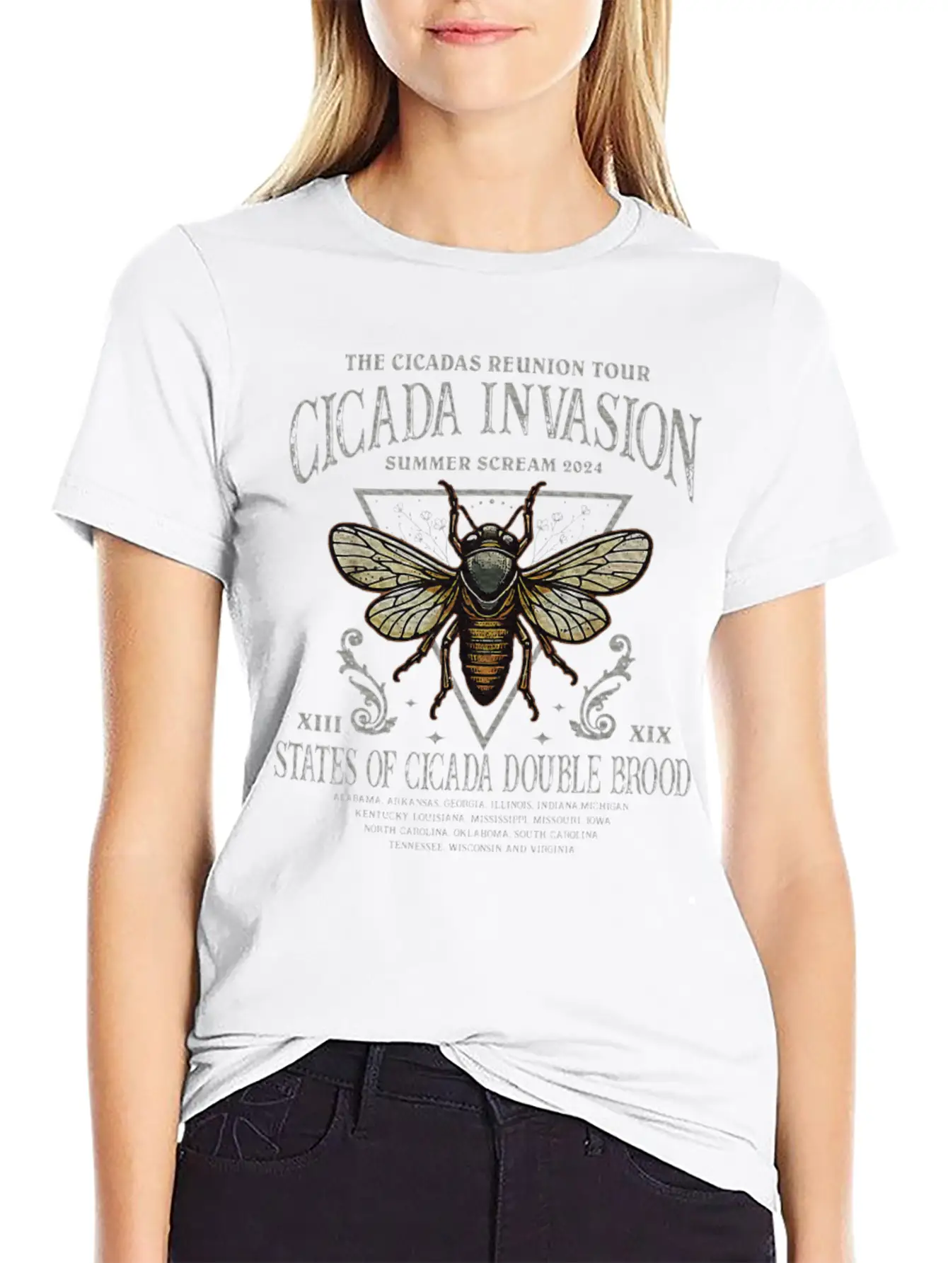 The Cicada Invasion Tour 2024 Summer Scream Unisex Short Sleeve Soft Cotton T-Shirt – Casual Everyday Wear