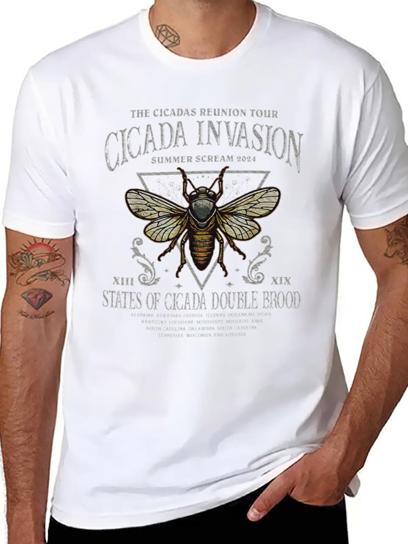 The Cicada Invasion Tour 2024 Summer Scream Unisex Short Sleeve Soft Cotton T-Shirt – Casual Everyday Wear