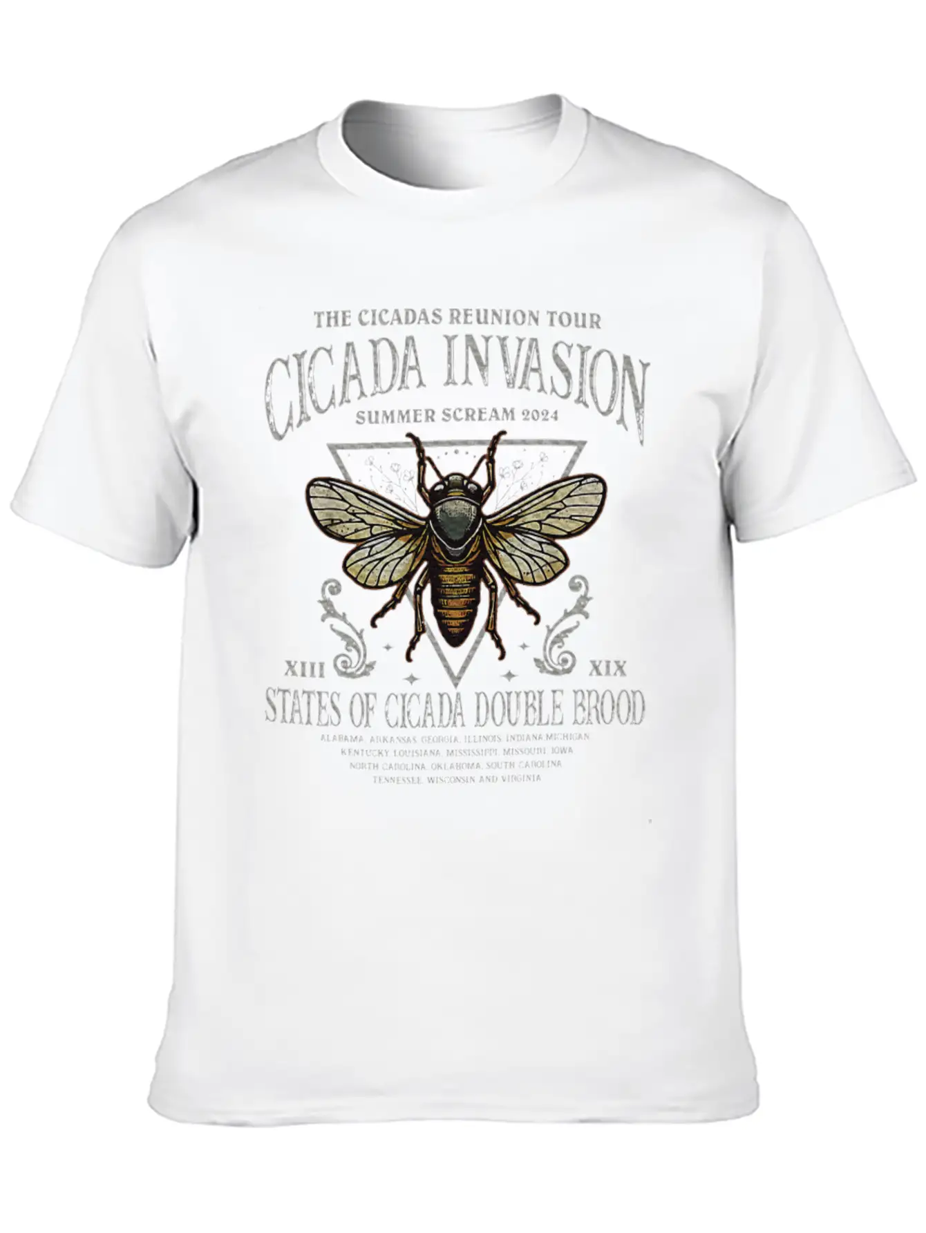 The Cicada Invasion Tour 2024 Summer Scream Unisex Short Sleeve Soft Cotton T-Shirt – Casual Everyday Wear