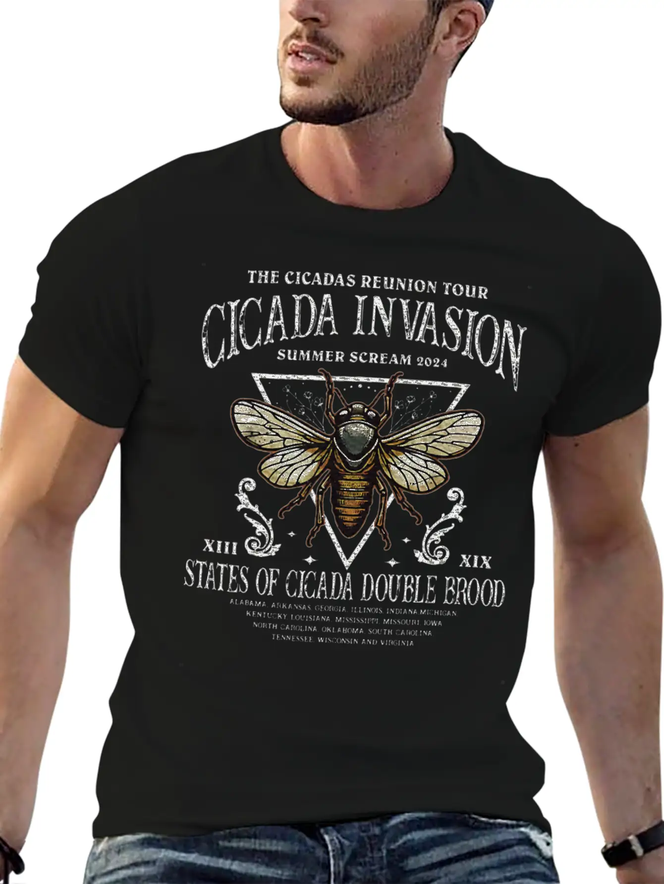The Cicada Invasion Tour 2024 Summer Scream Unisex Short Sleeve Soft Cotton T-Shirt – Casual Everyday Wear