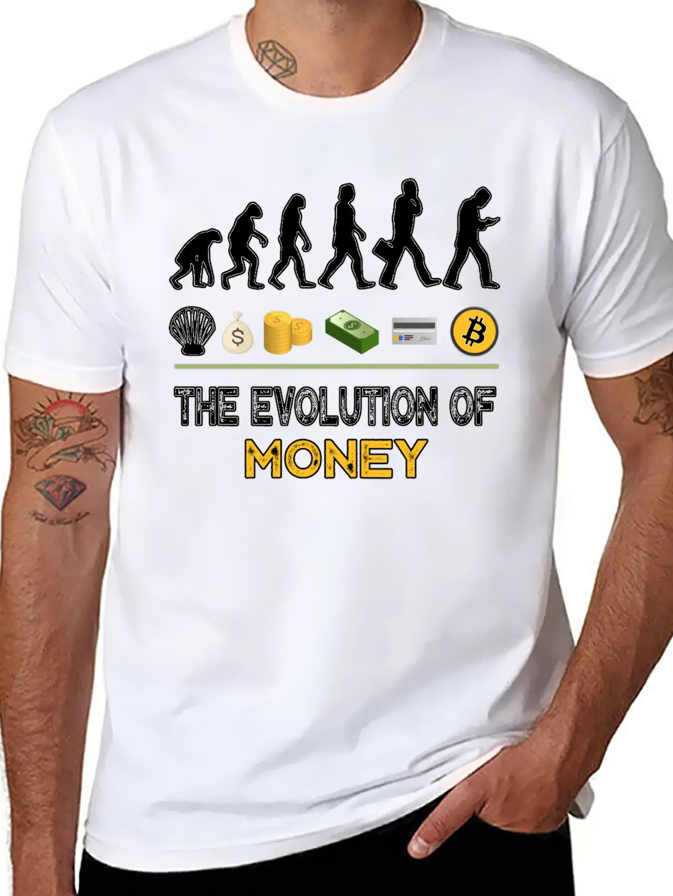 The Evolution Of Money Bitcoin Btc Crypto Unisex Casual T-Shirt – Clean Design For Daily Comfort
