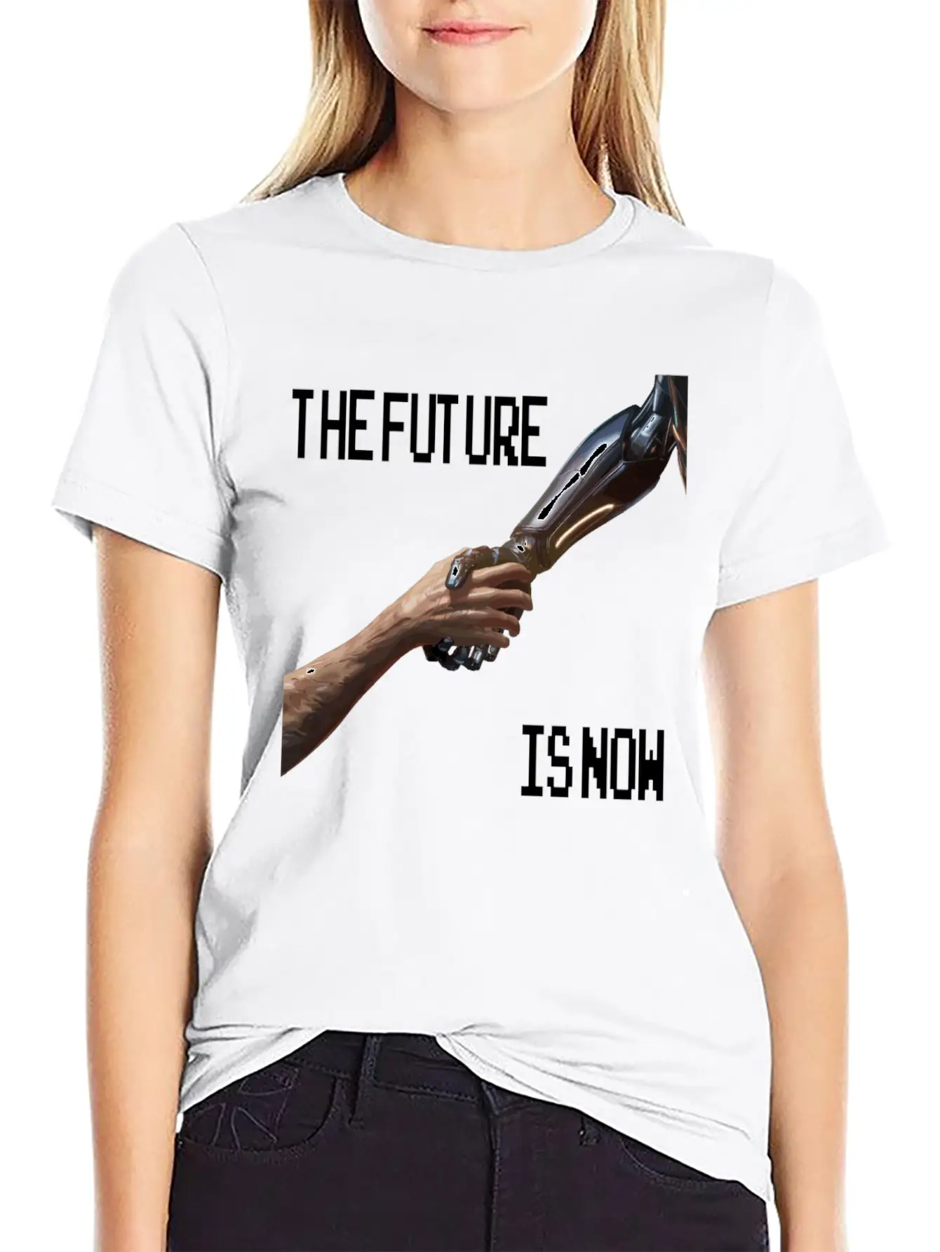 The Future Is Now Robot Robotic Science AI Stylish Everyday T-Shirt – Unisex Basic Cotton Tee