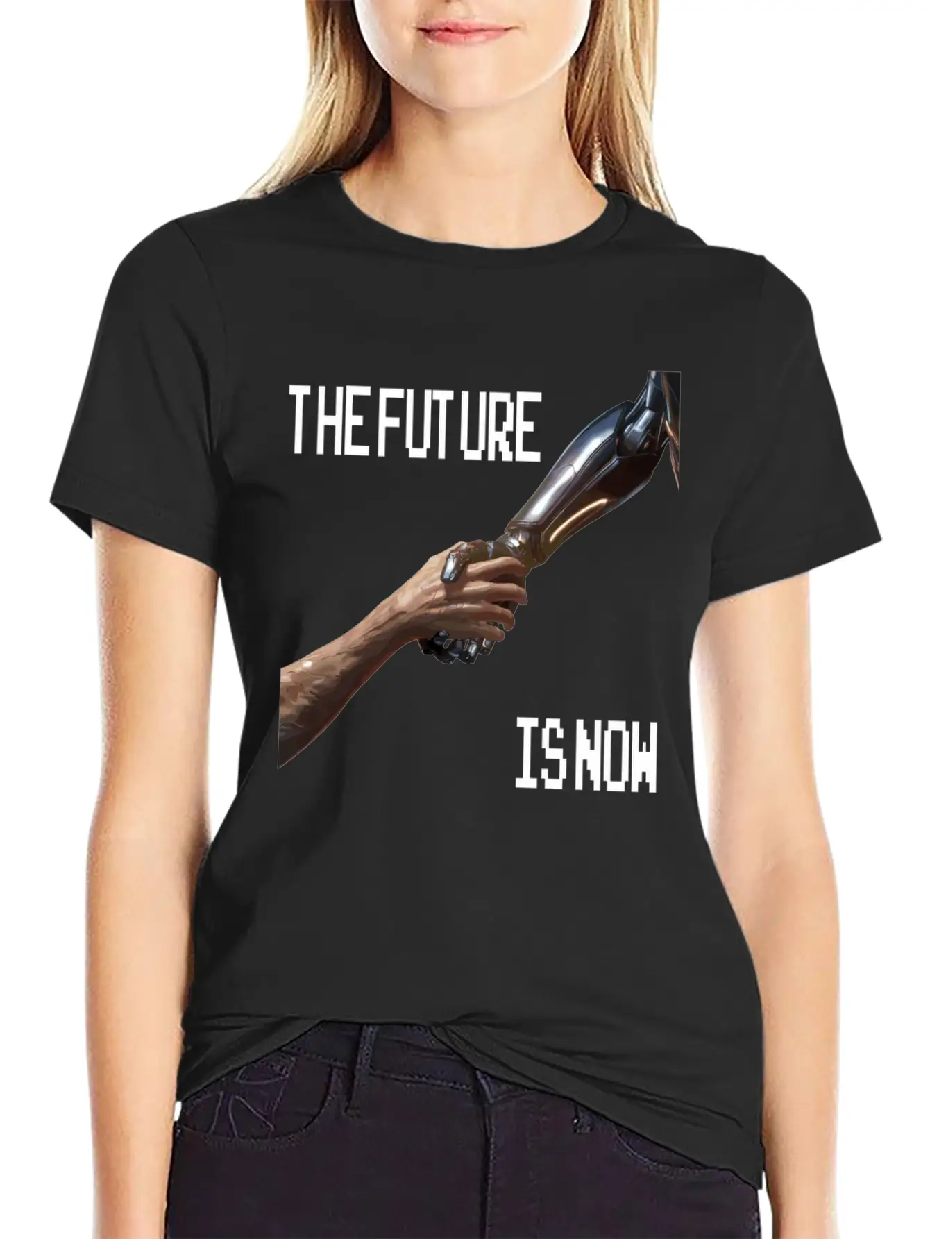 The Future Is Now Robot Robotic Science AI Stylish Everyday T-Shirt – Unisex Basic Cotton Tee
