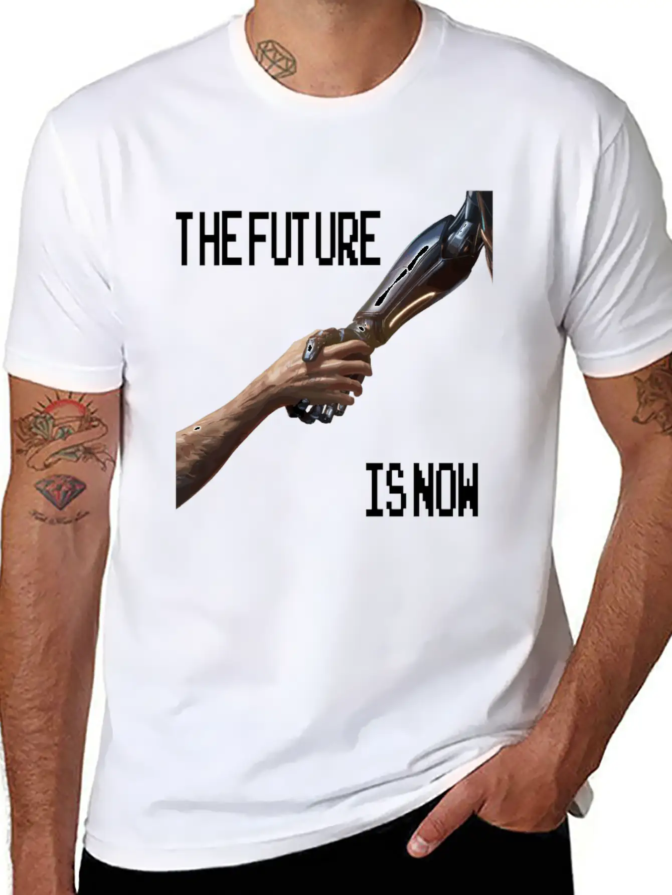 The Future Is Now Robot Robotic Science AI Stylish Everyday T-Shirt – Unisex Basic Cotton Tee