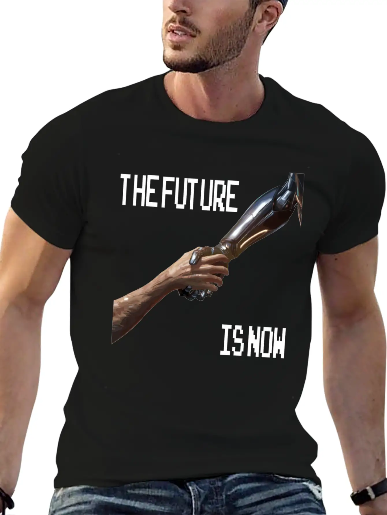 The Future Is Now Robot Robotic Science AI Stylish Everyday T-Shirt – Unisex Basic Cotton Tee