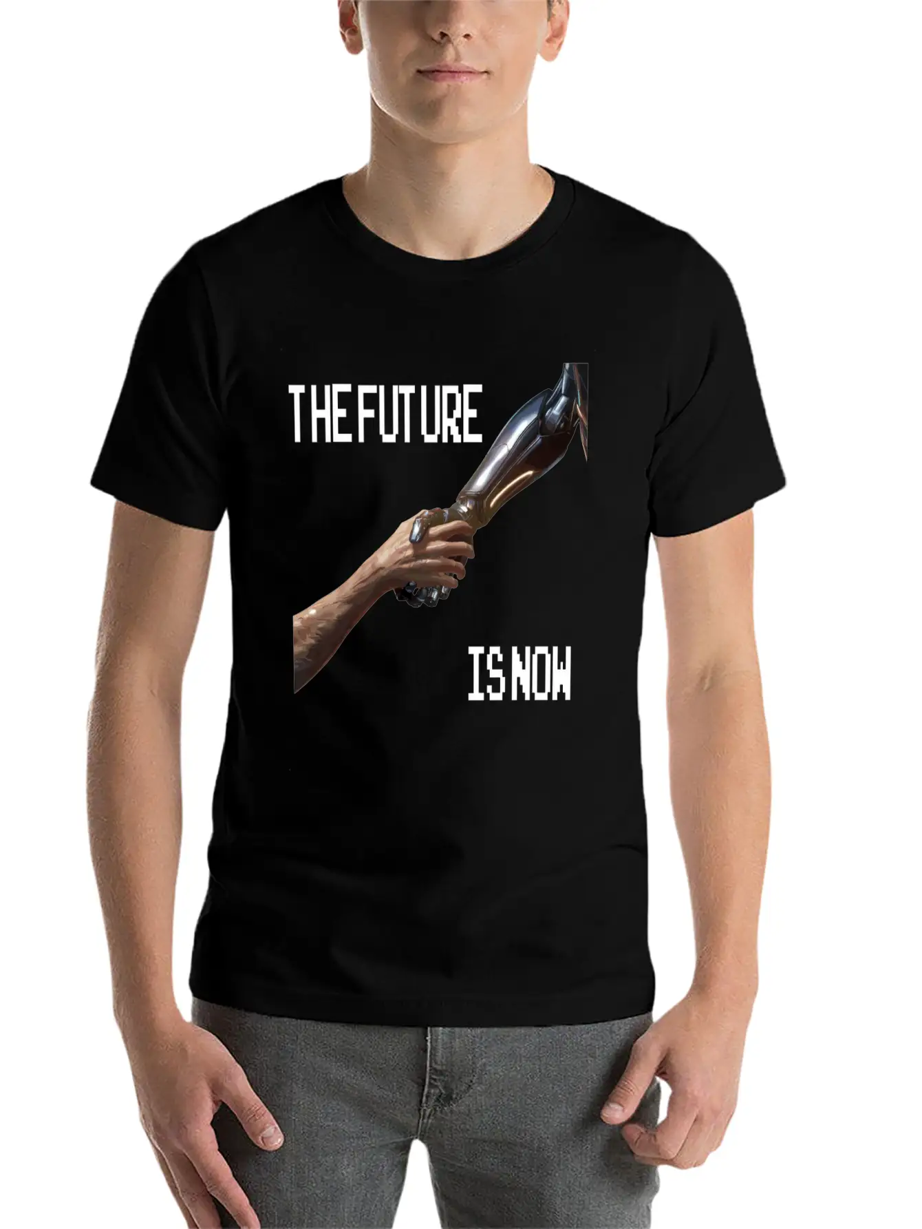 The Future Is Now Robot Robotic Science AI Stylish Everyday T-Shirt – Unisex Basic Cotton Tee