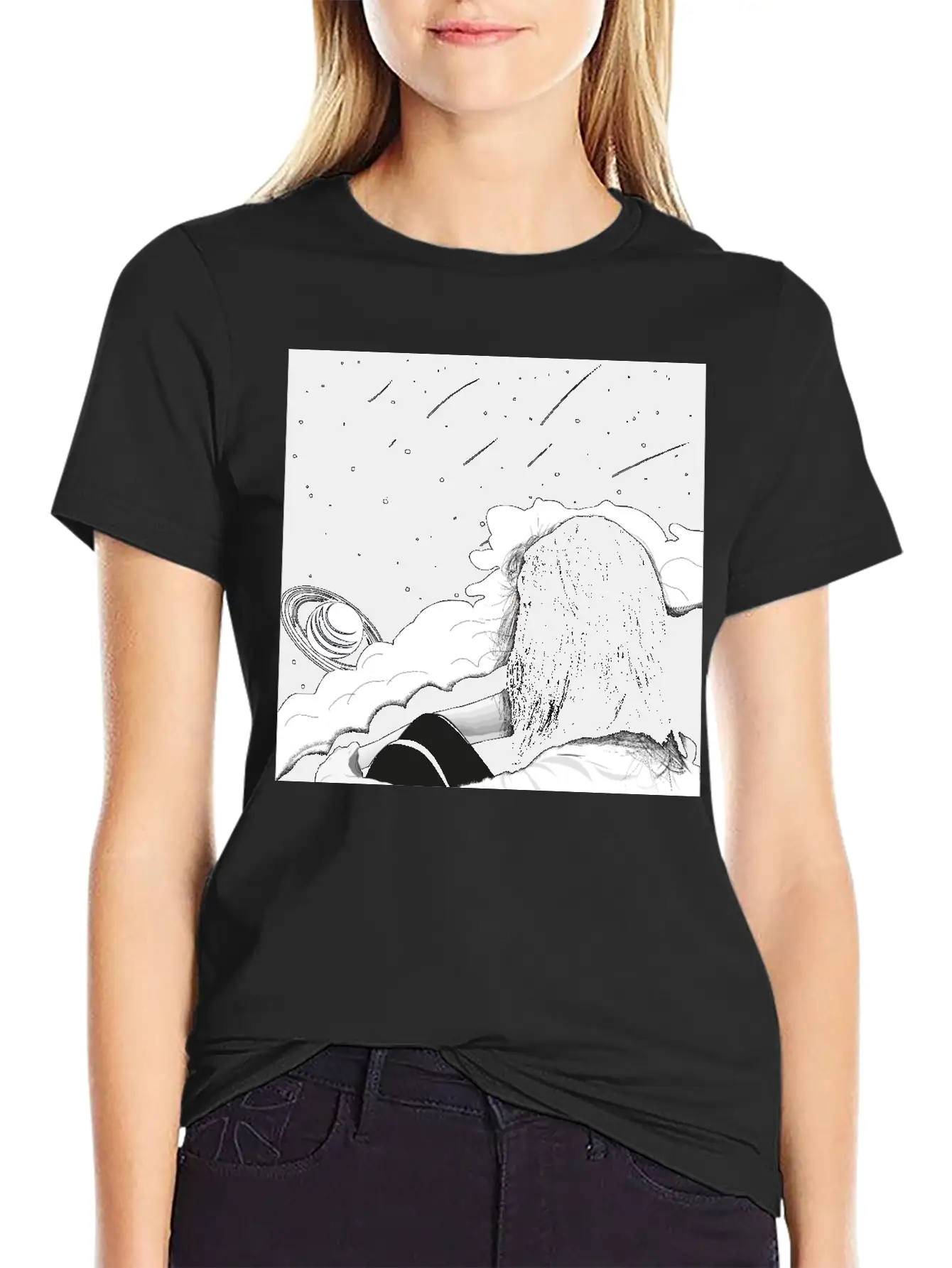 The Girl And The Planets Unisex Short Sleeve Soft Cotton T-Shirt – Casual Everyday Wear