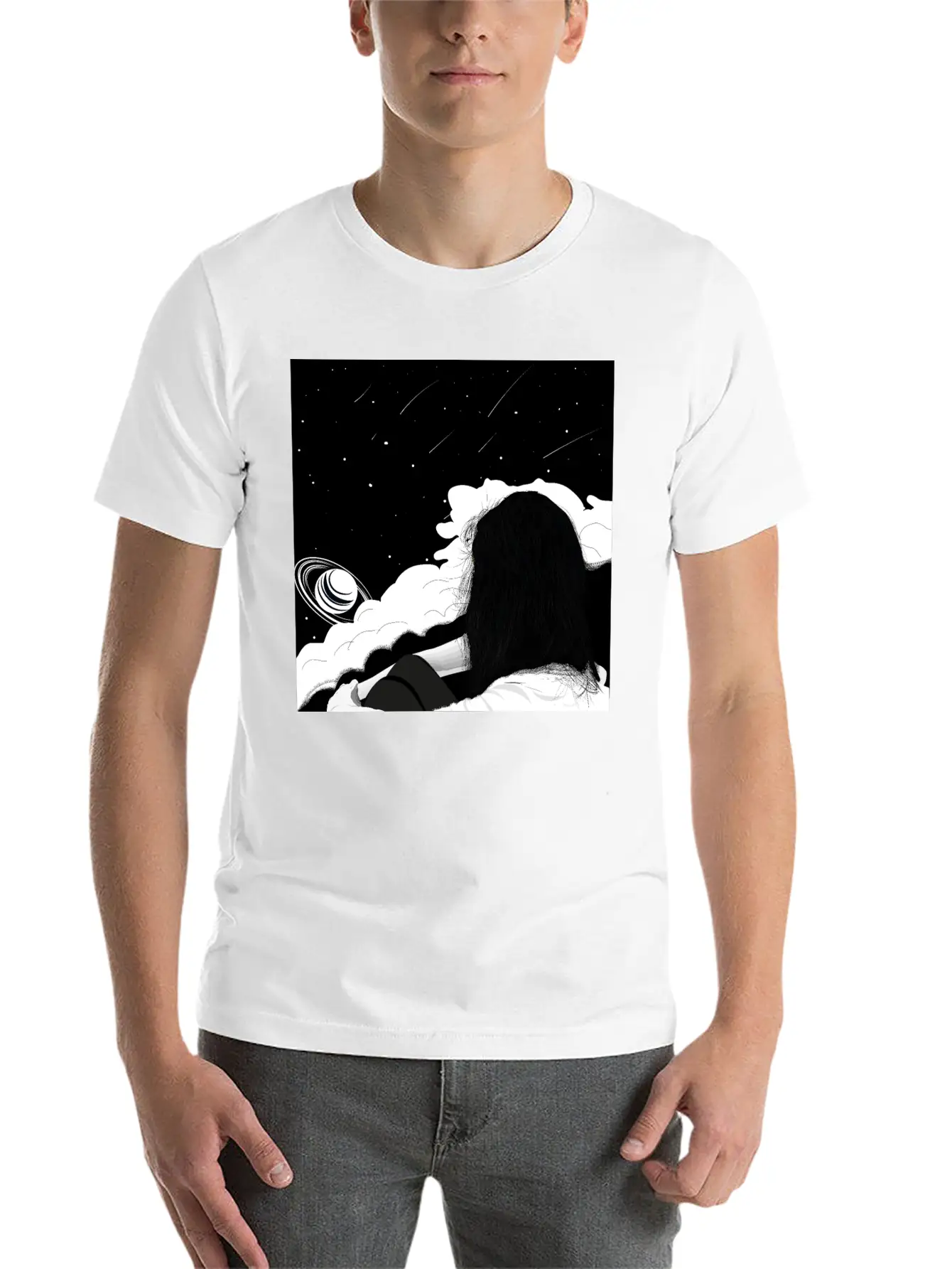 The Girl And The Planets Unisex Short Sleeve Soft Cotton T-Shirt – Casual Everyday Wear