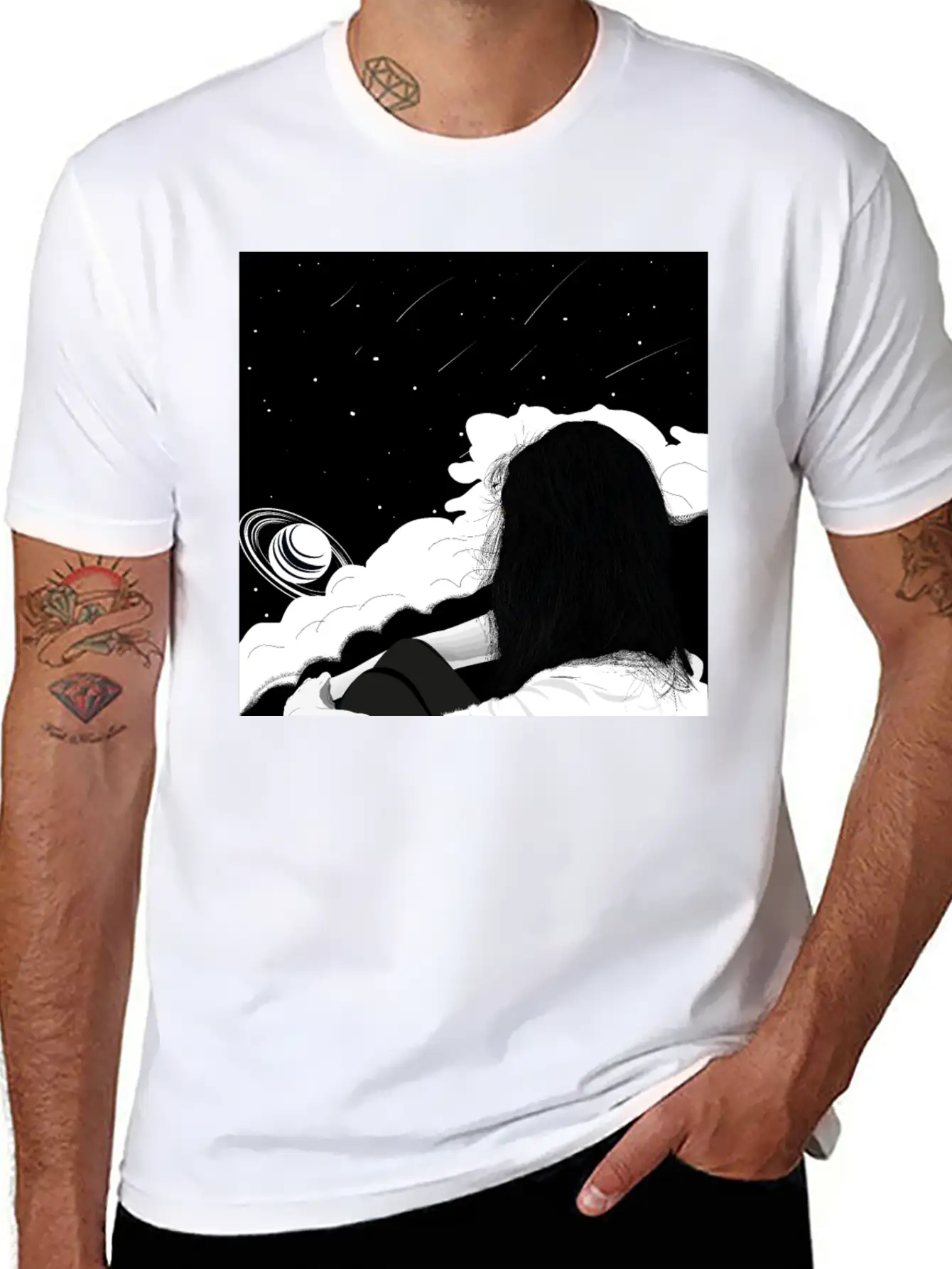 The Girl And The Planets Unisex Short Sleeve Soft Cotton T-Shirt – Casual Everyday Wear